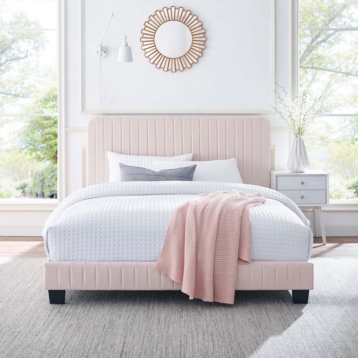 Celine Channel Tufted Performance Velvet Queen Platform Bed by Modway