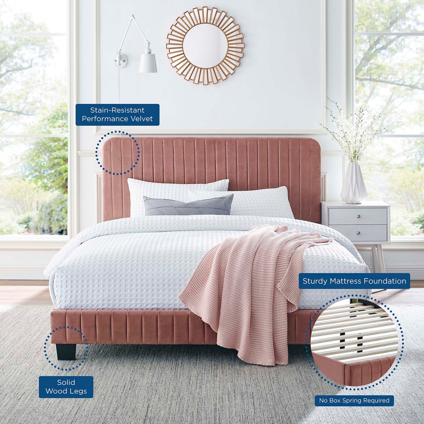 Celine Channel Tufted Performance Velvet Full Platform Bed by Modway