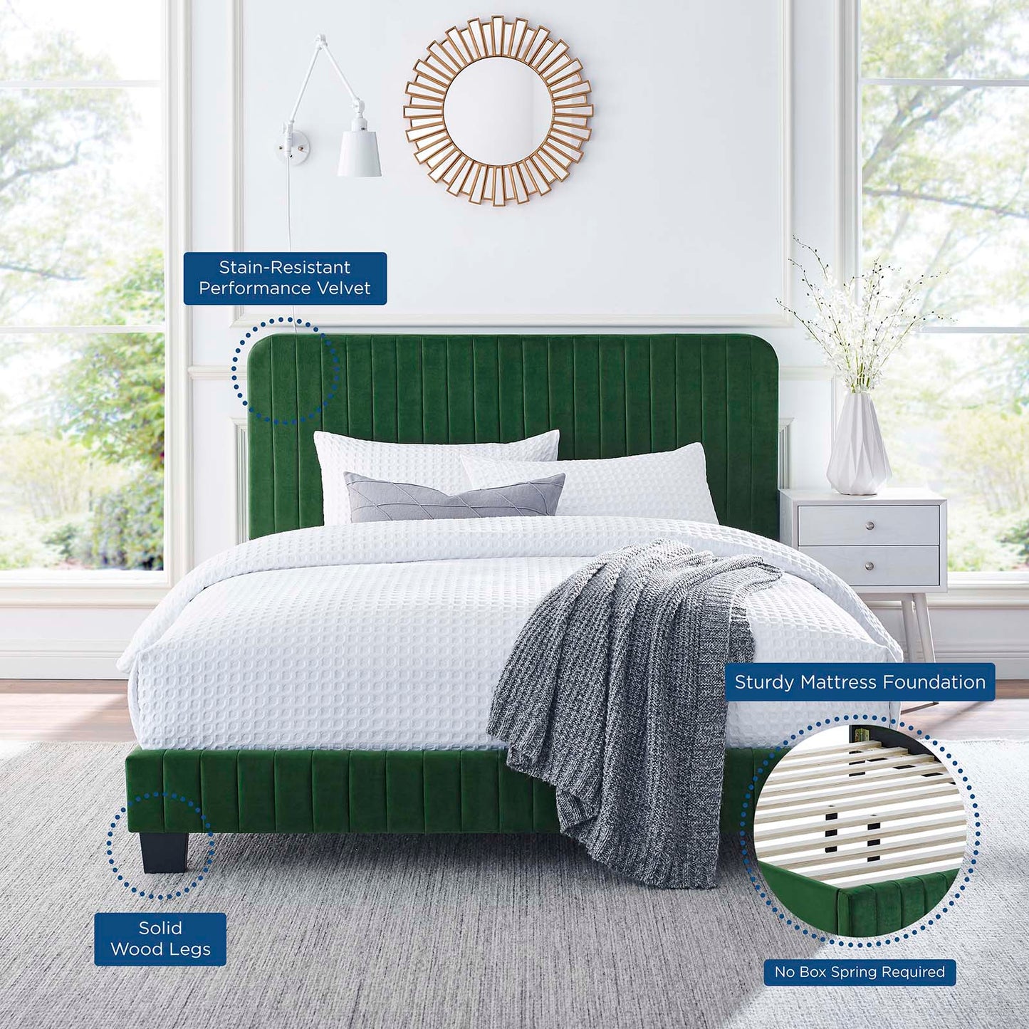 Celine Channel Tufted Performance Velvet Full Platform Bed by Modway