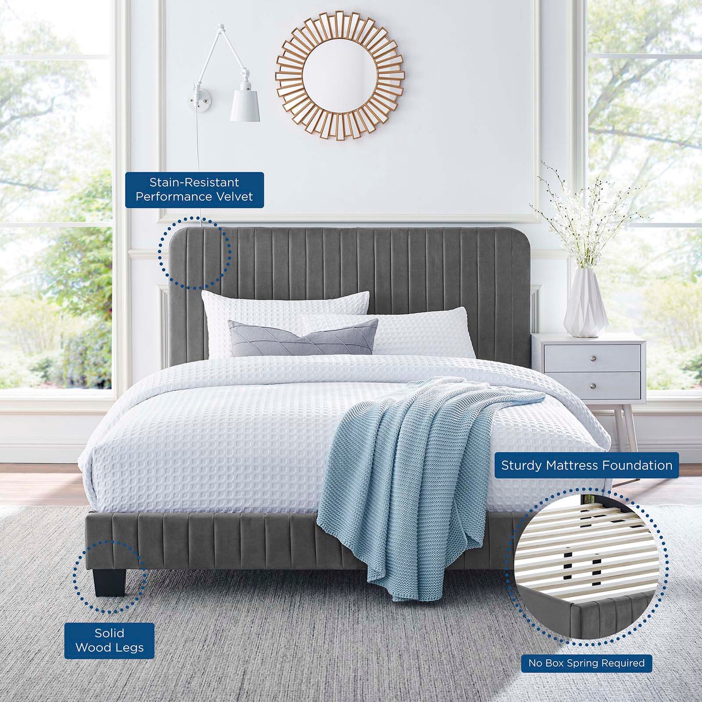 Celine Channel Tufted Performance Velvet Full Platform Bed by Modway