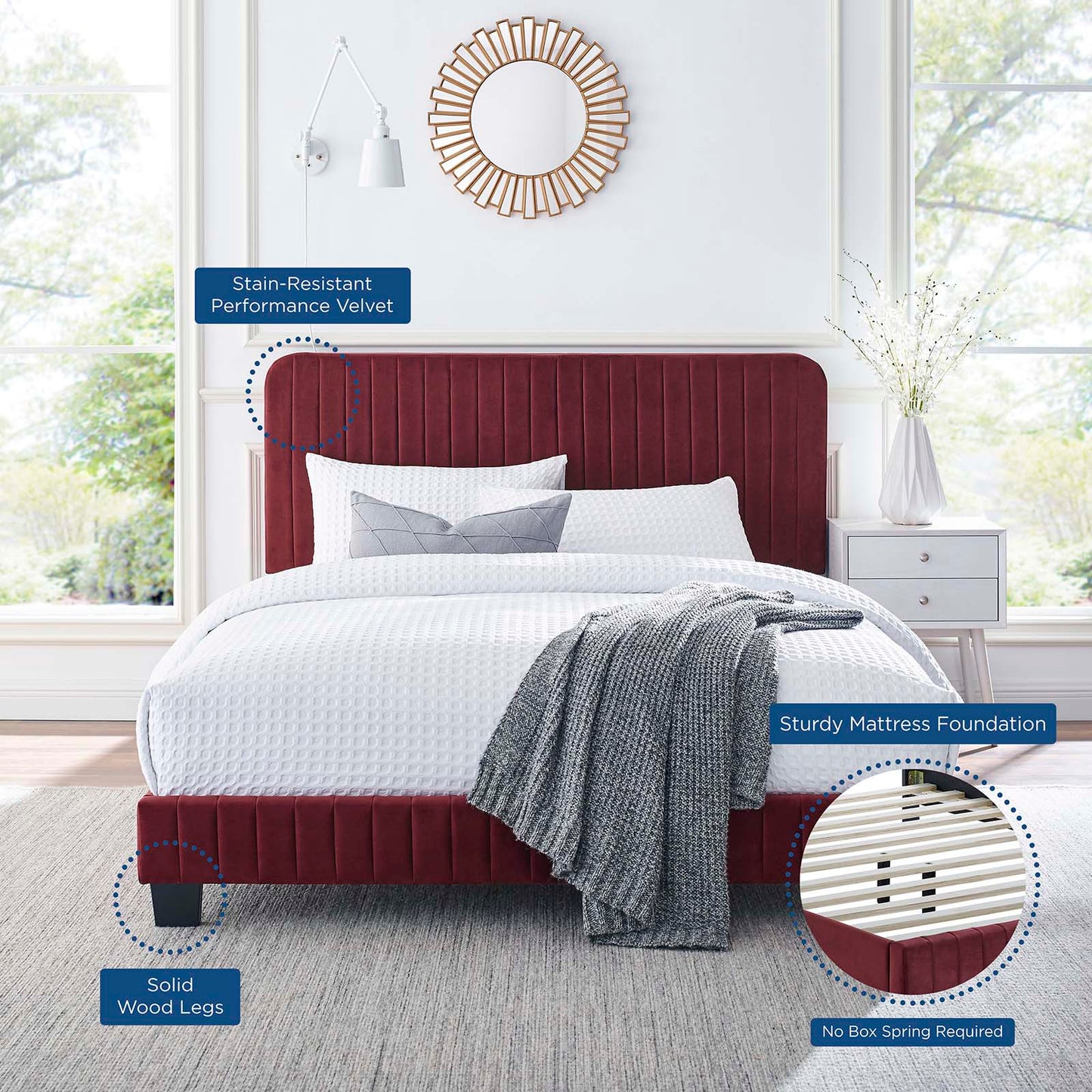 Celine Channel Tufted Performance Velvet Twin Platform Bed by Modway