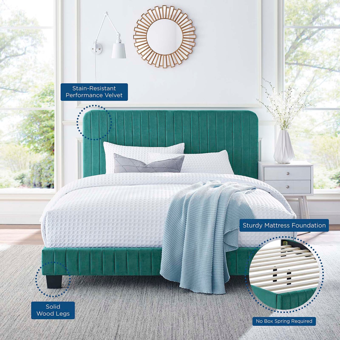 Celine Channel Tufted Performance Velvet Twin Platform Bed by Modway