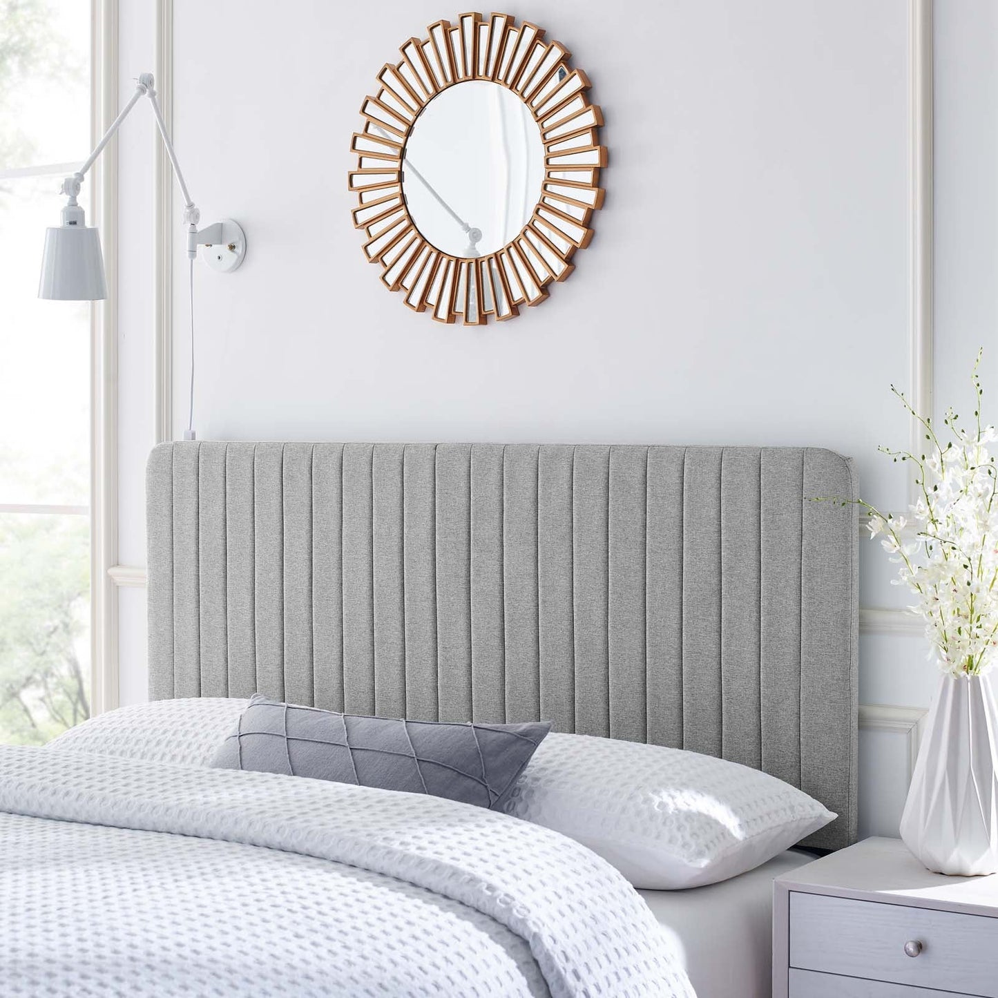 Milenna Channel Tufted Upholstered Fabric Full/Queen Headboard by Modway