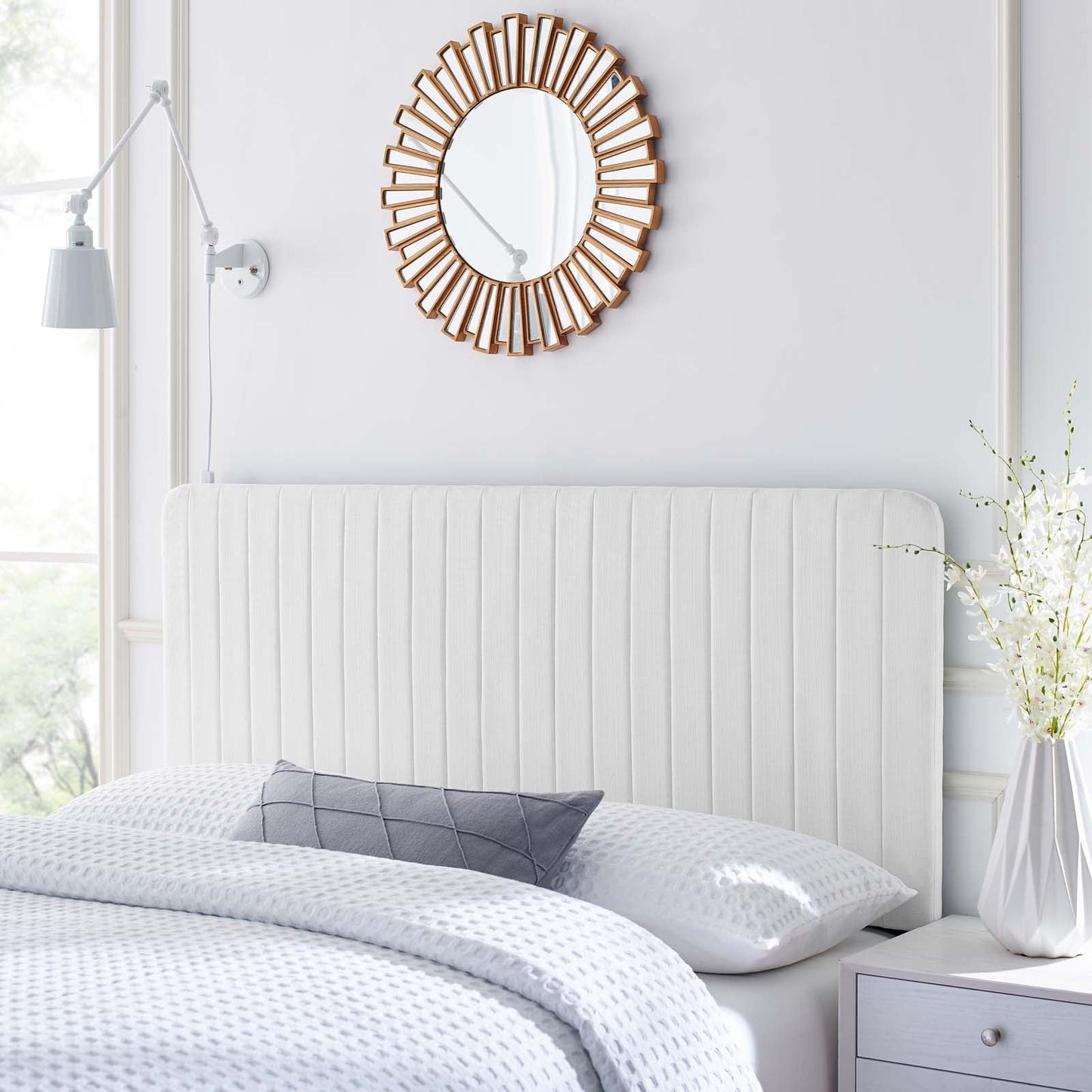 Milenna Channel Tufted Upholstered Fabric Full/Queen Headboard by Modway