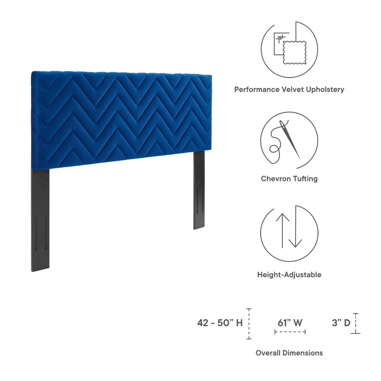 Mercy Chevron Tufted Performance Velvet Full/Queen Headboard by Modway