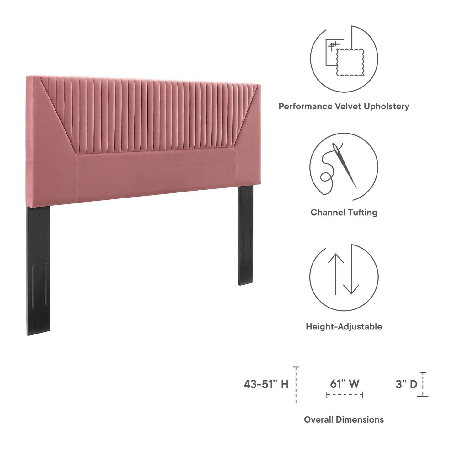 Patience Channel Tufted Performance Velvet King/California King Headboard by Modway