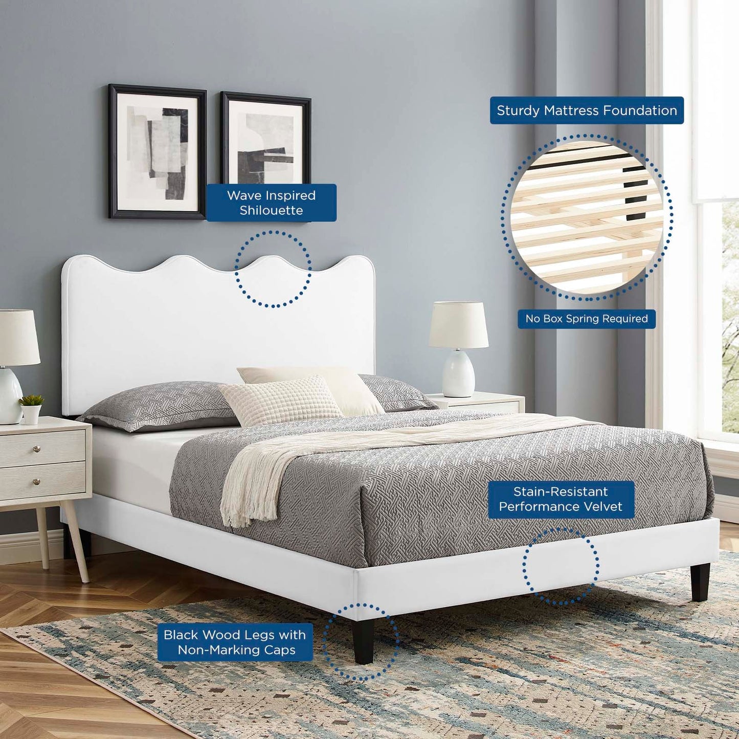 Current Performance Velvet Twin Platform Bed by Modway