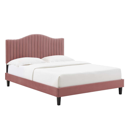 Juniper Channel Tufted Performance Velvet Queen Platform Bed by Modway