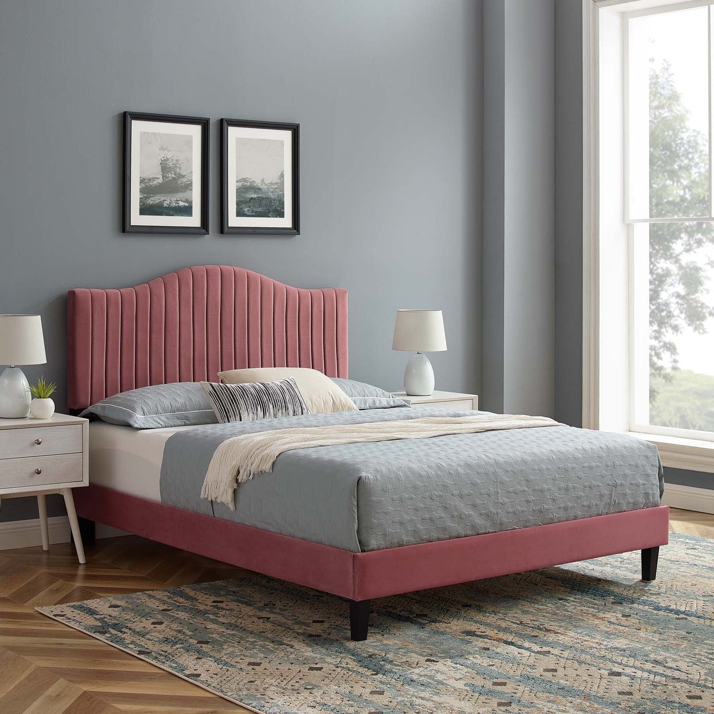 Juniper Channel Tufted Performance Velvet Queen Platform Bed by Modway