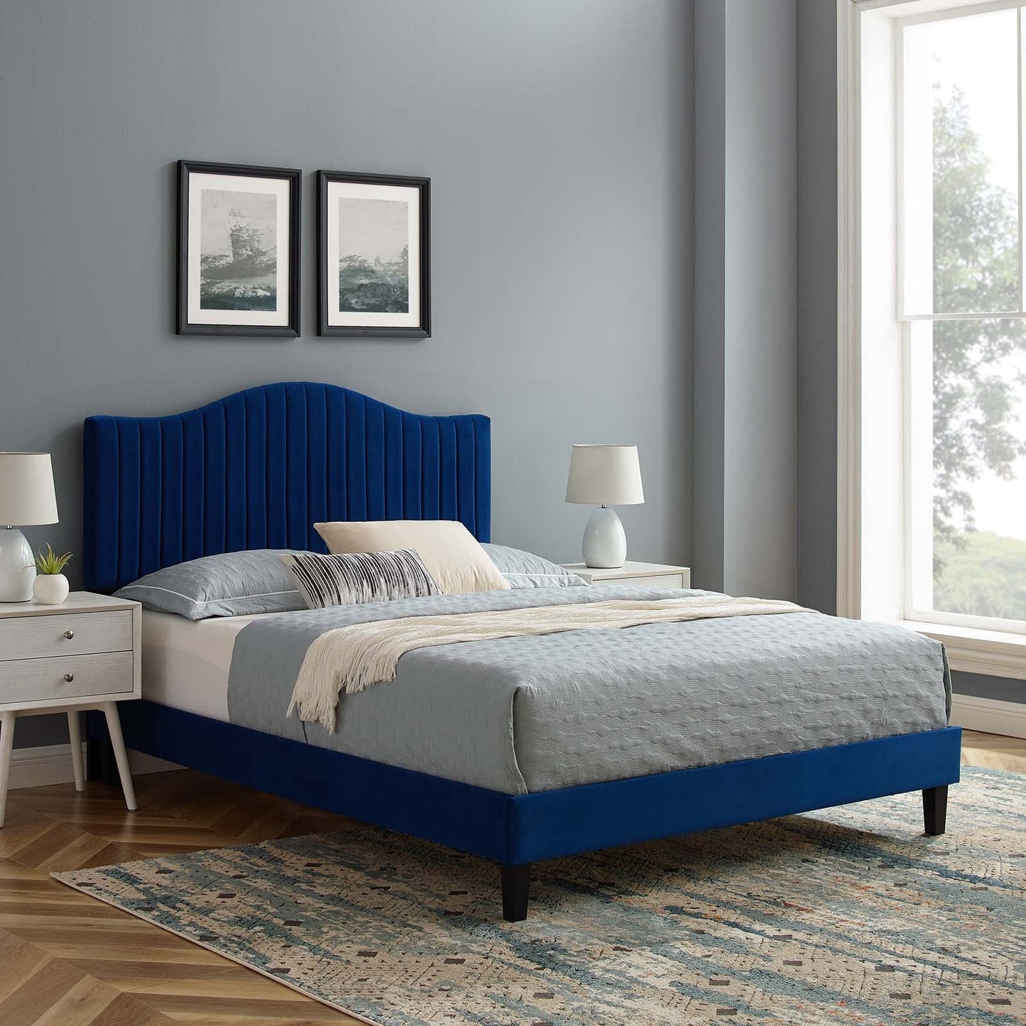 Juniper Channel Tufted Performance Velvet Queen Platform Bed by Modway