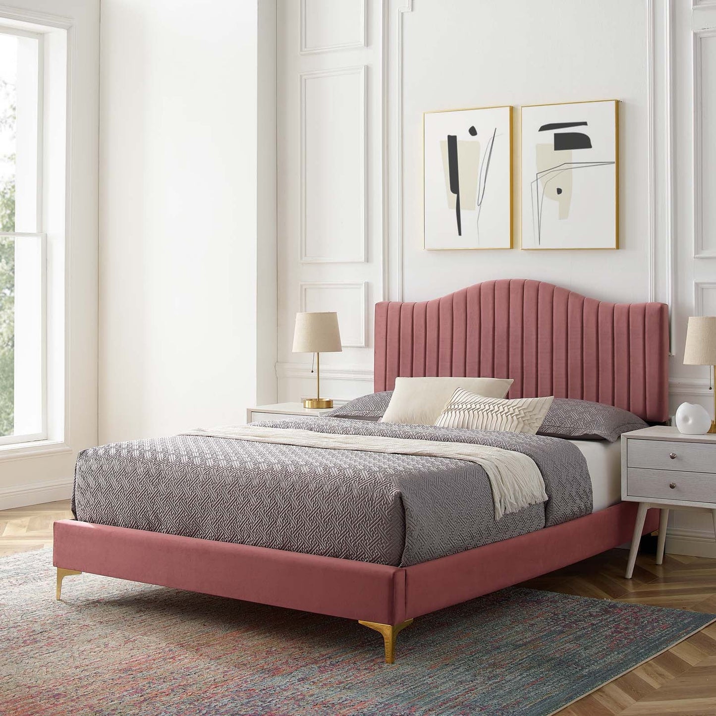 Juniper Channel Tufted Performance Velvet Twin Platform Bed by Modway
