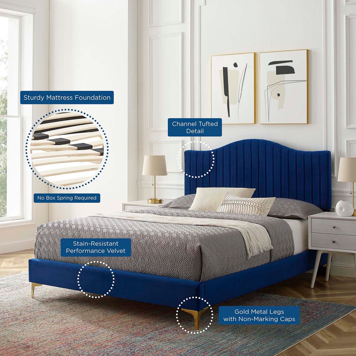 Juniper Channel Tufted Performance Velvet Twin Platform Bed by Modway