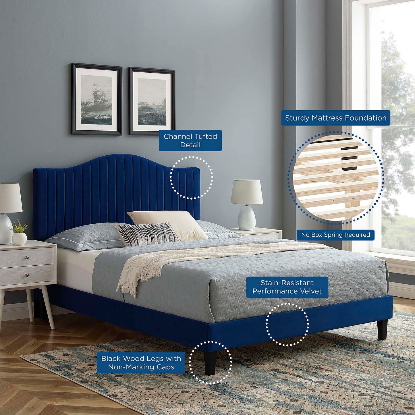 Juniper Channel Tufted Performance Velvet Full Platform Bed by Modway