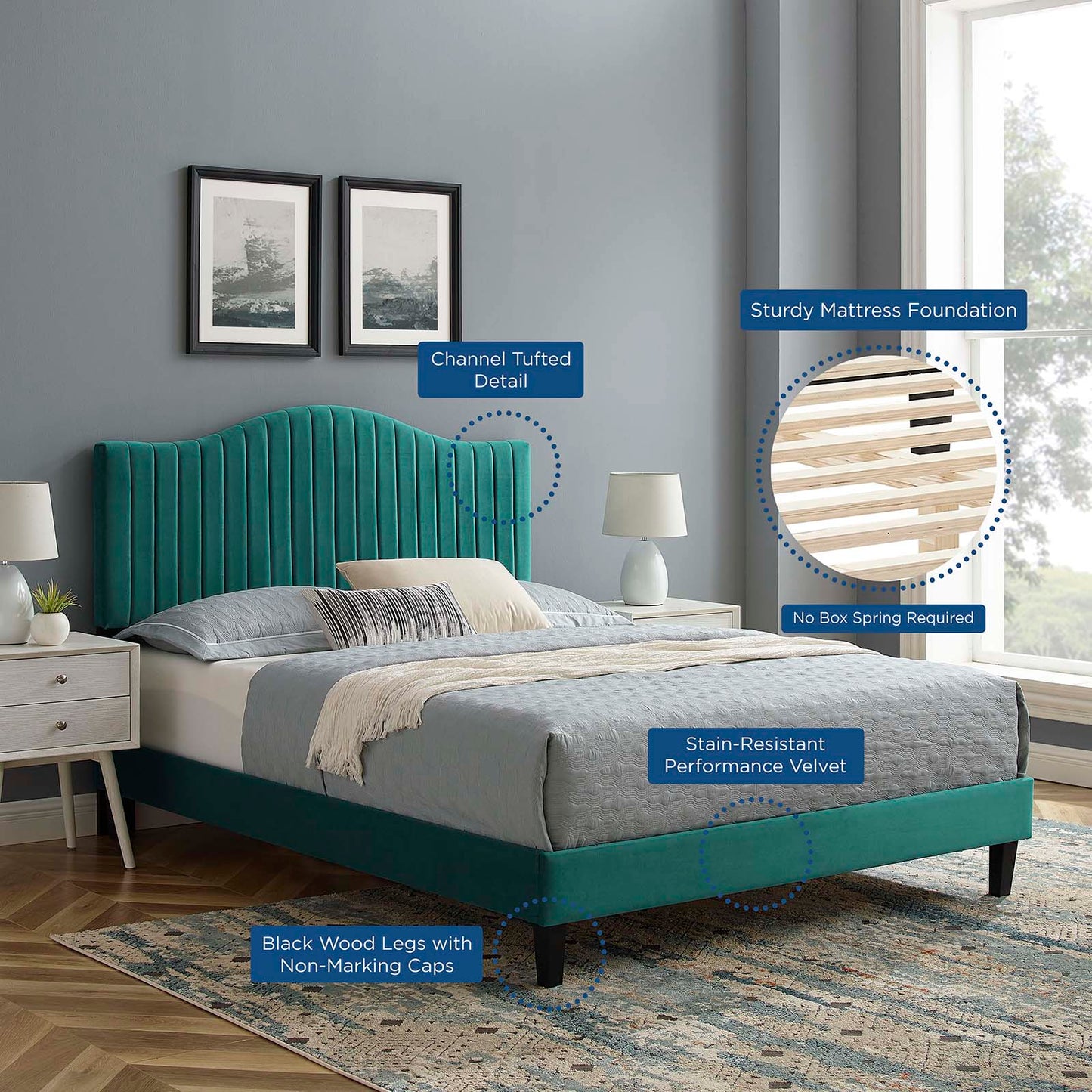 Juniper Channel Tufted Performance Velvet Full Platform Bed by Modway