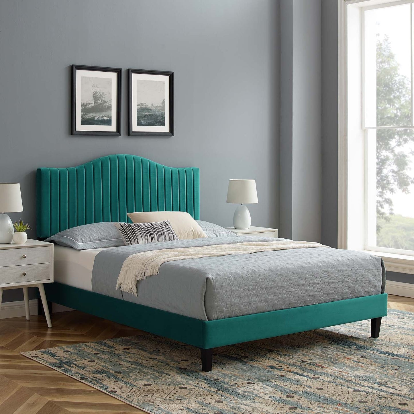 Juniper Channel Tufted Performance Velvet King Platform Bed by Modway