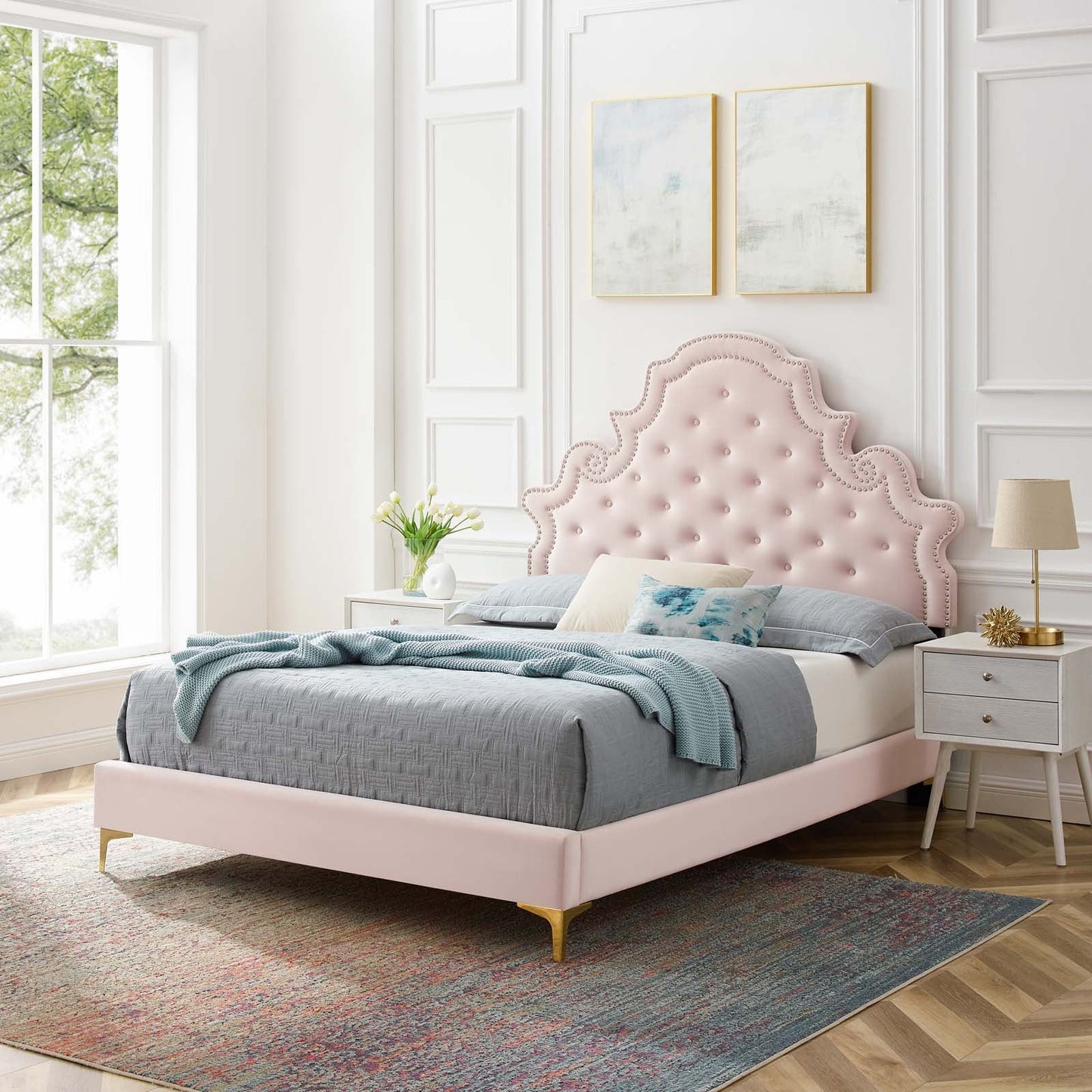 Gwyneth Tufted Performance Velvet Queen Platform Bed by Modway