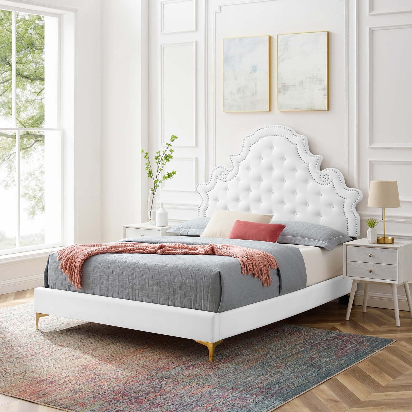 Gwyneth Tufted Performance Velvet Queen Platform Bed by Modway