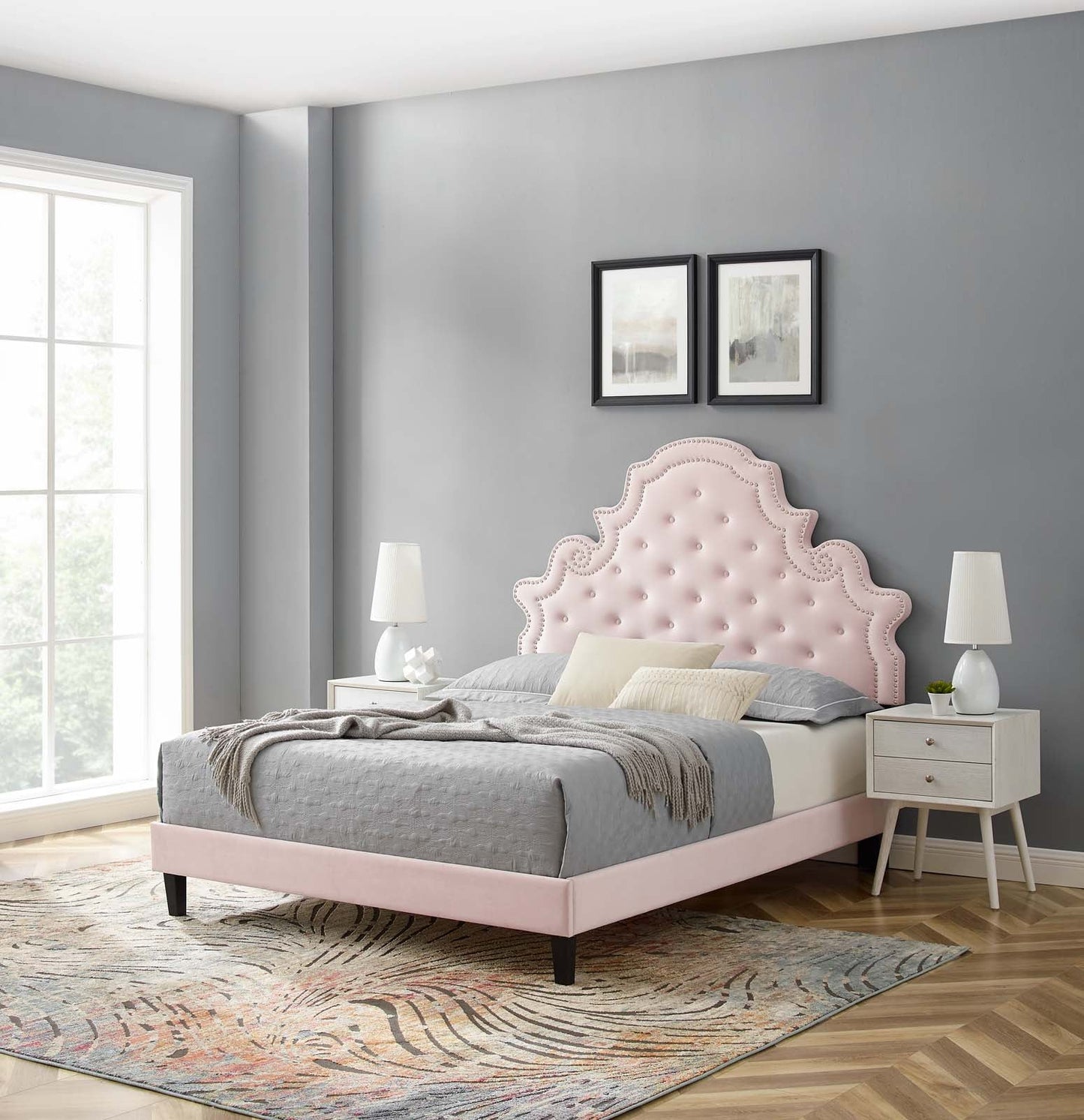Gwyneth Tufted Performance Velvet Queen Platform Bed by Modway