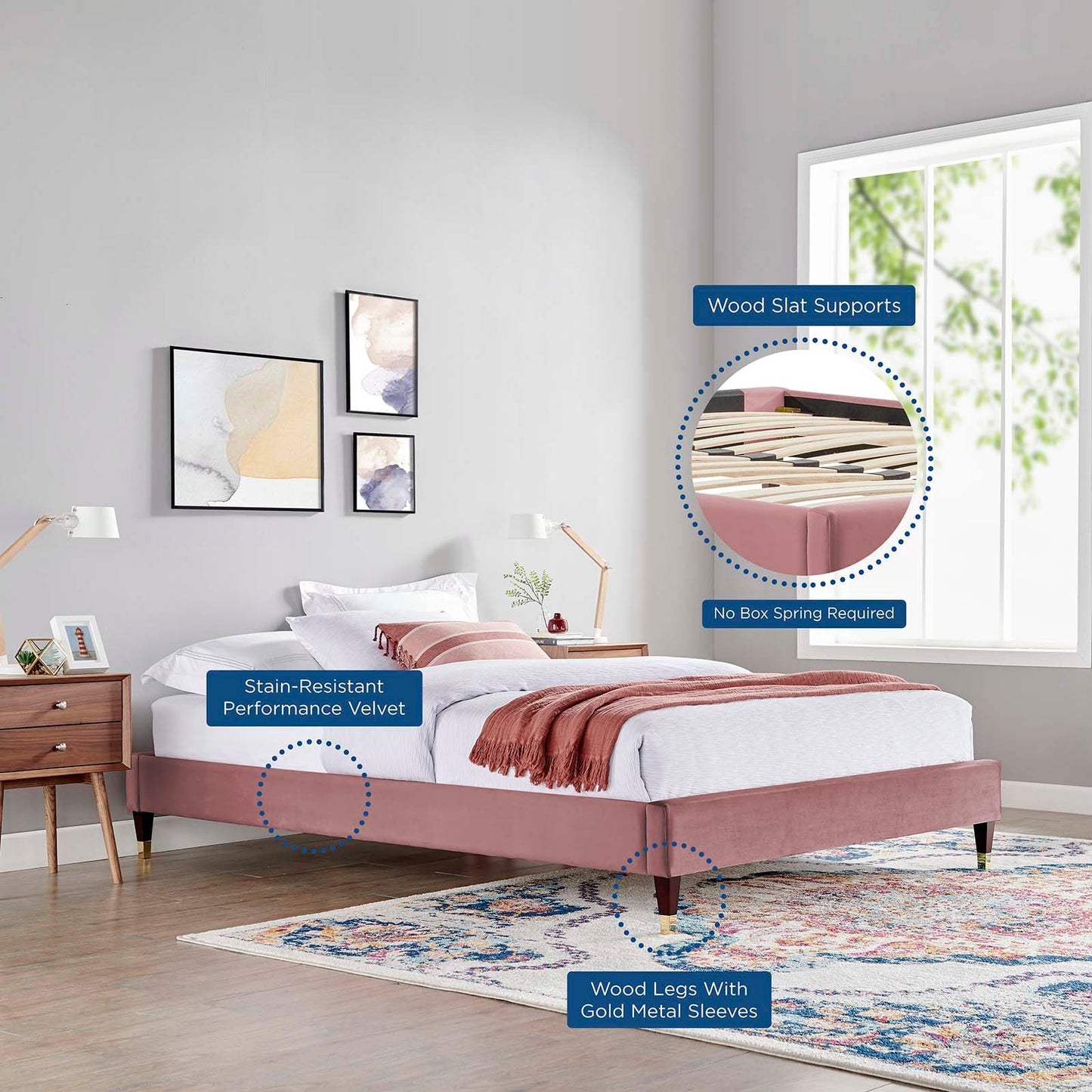 Liva Performance Velvet Twin Bed by Modway