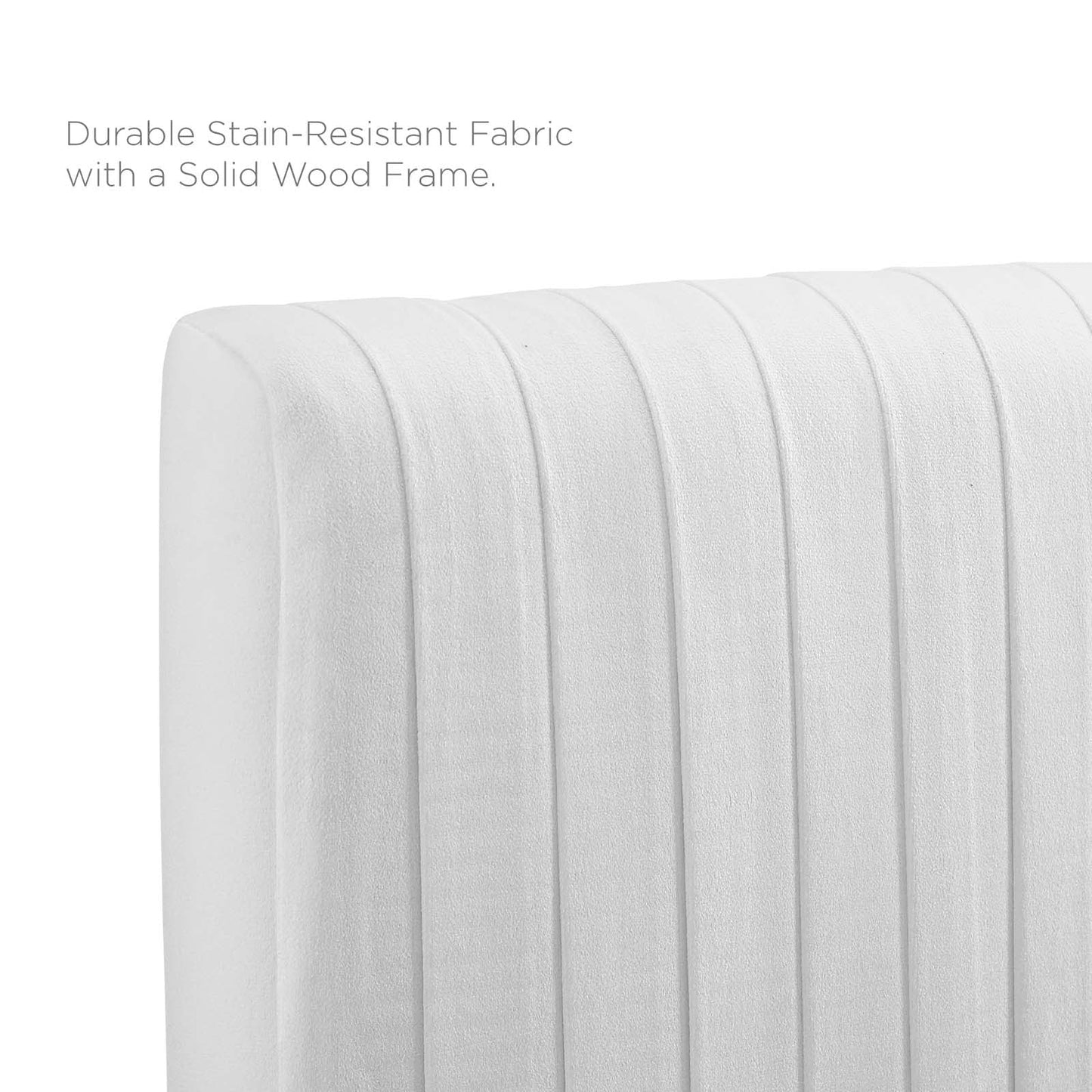 Peyton Performance Velvet Twin Platform Bed in Whi