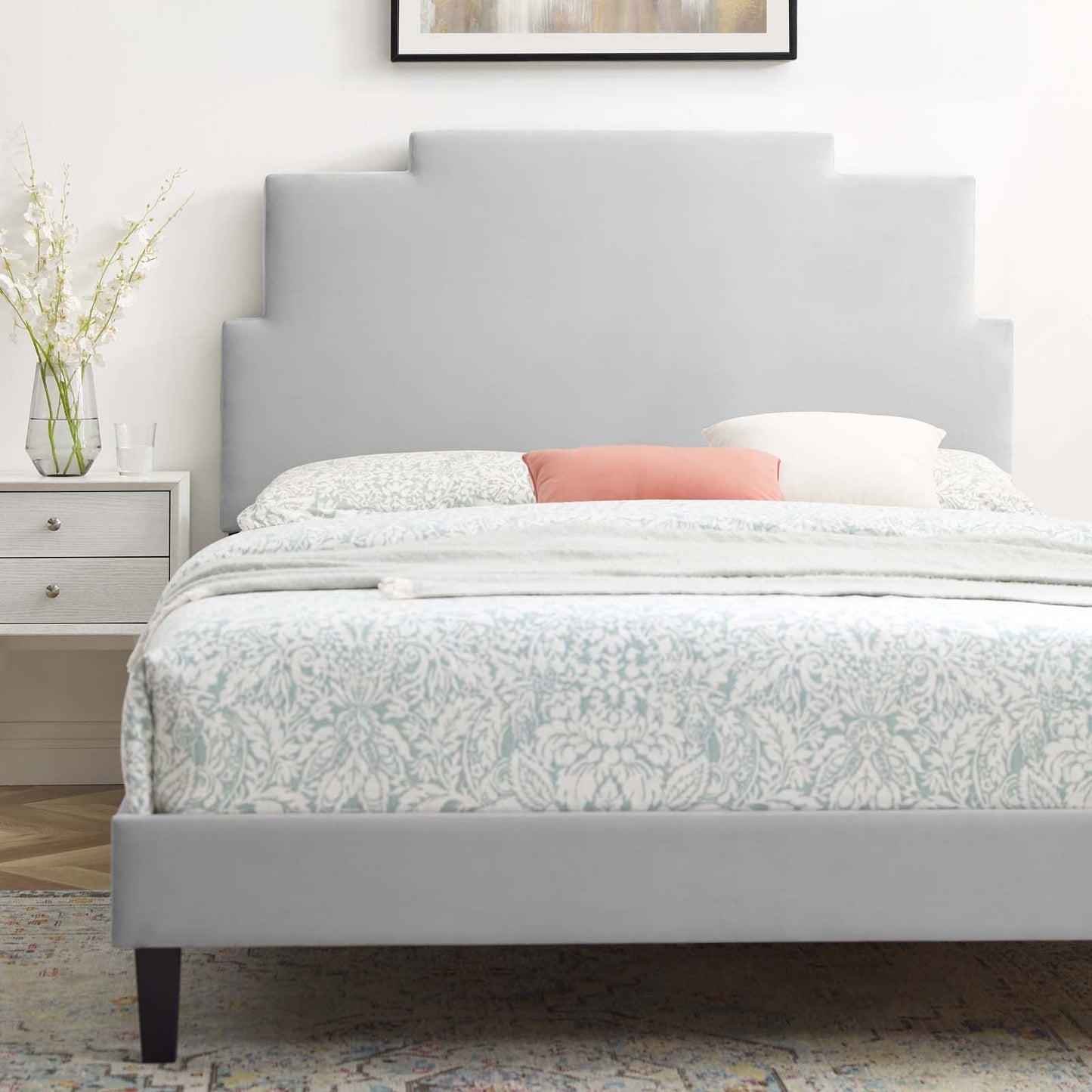 Lindsey Performance Velvet Twin Platform Bed