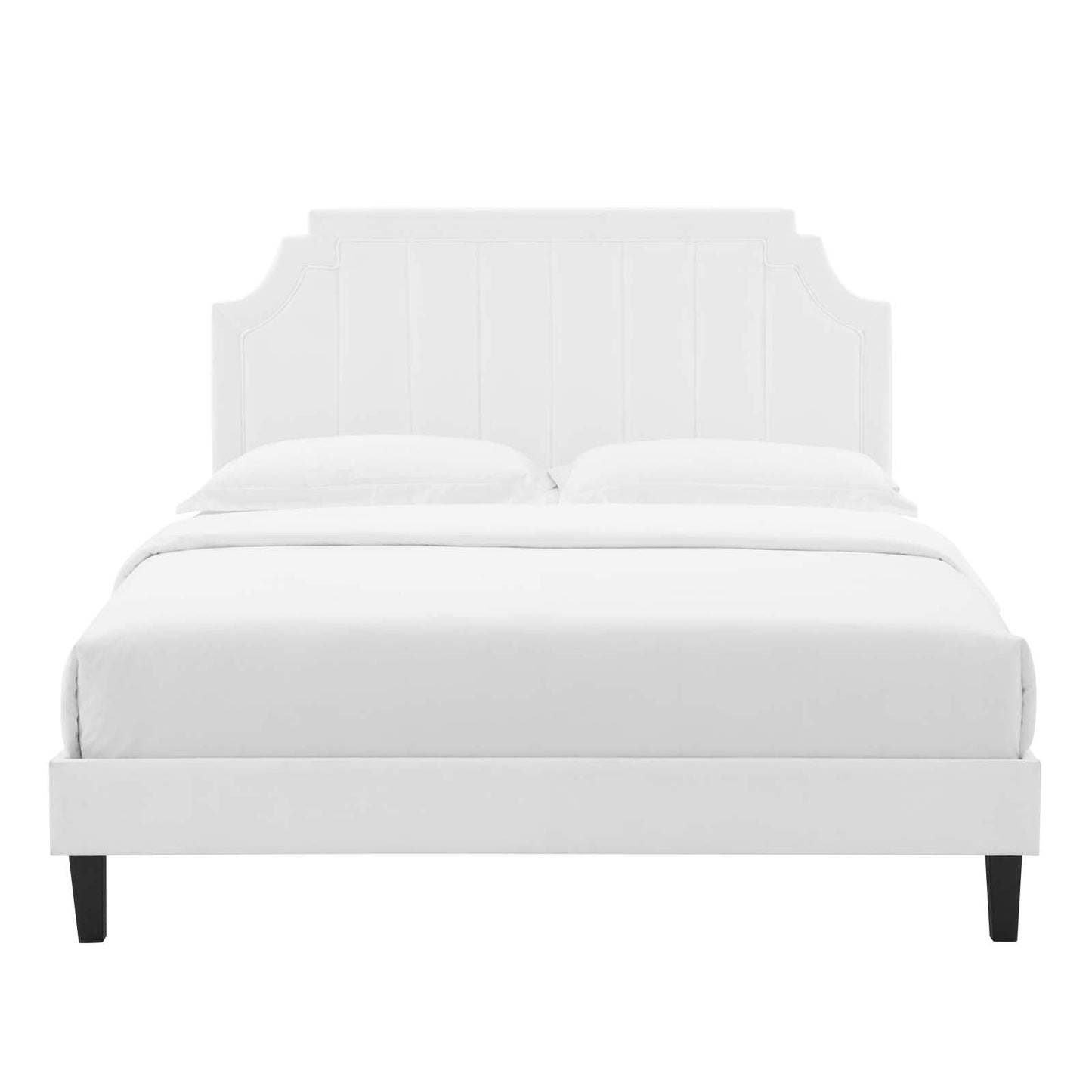 Sienna Performance Velvet King Platform Bed in White