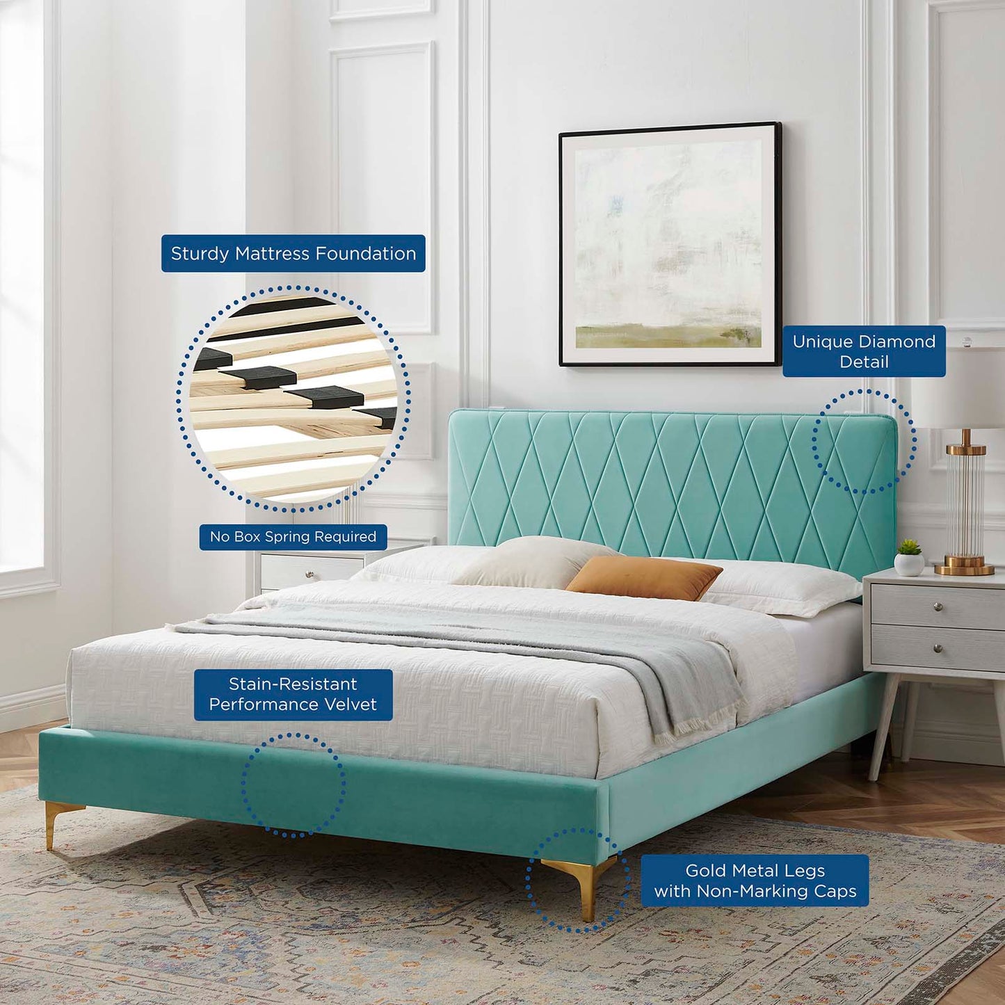Phillipa Performance Velvet King Platform Bed by Modway