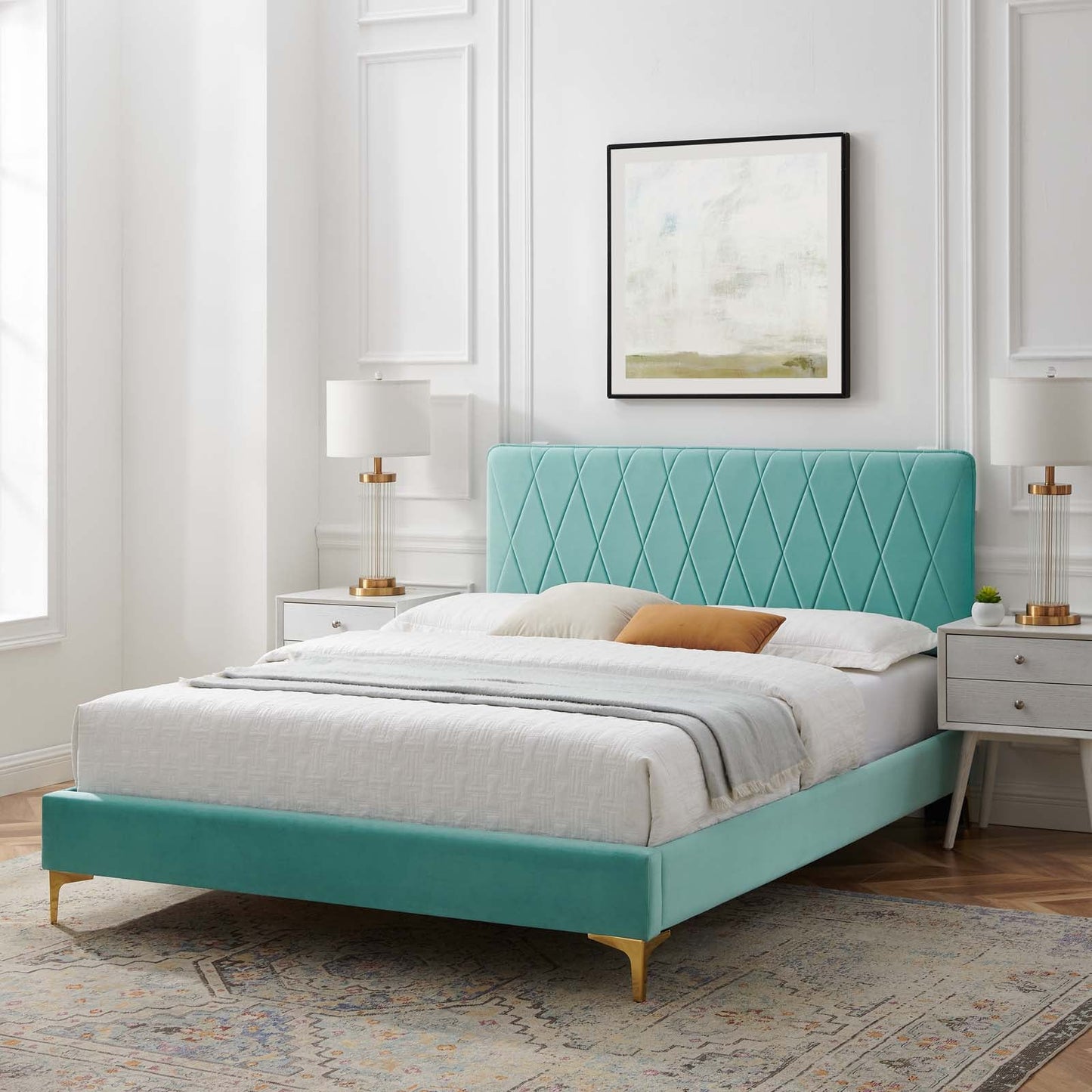 Phillipa Performance Velvet King Platform Bed by Modway