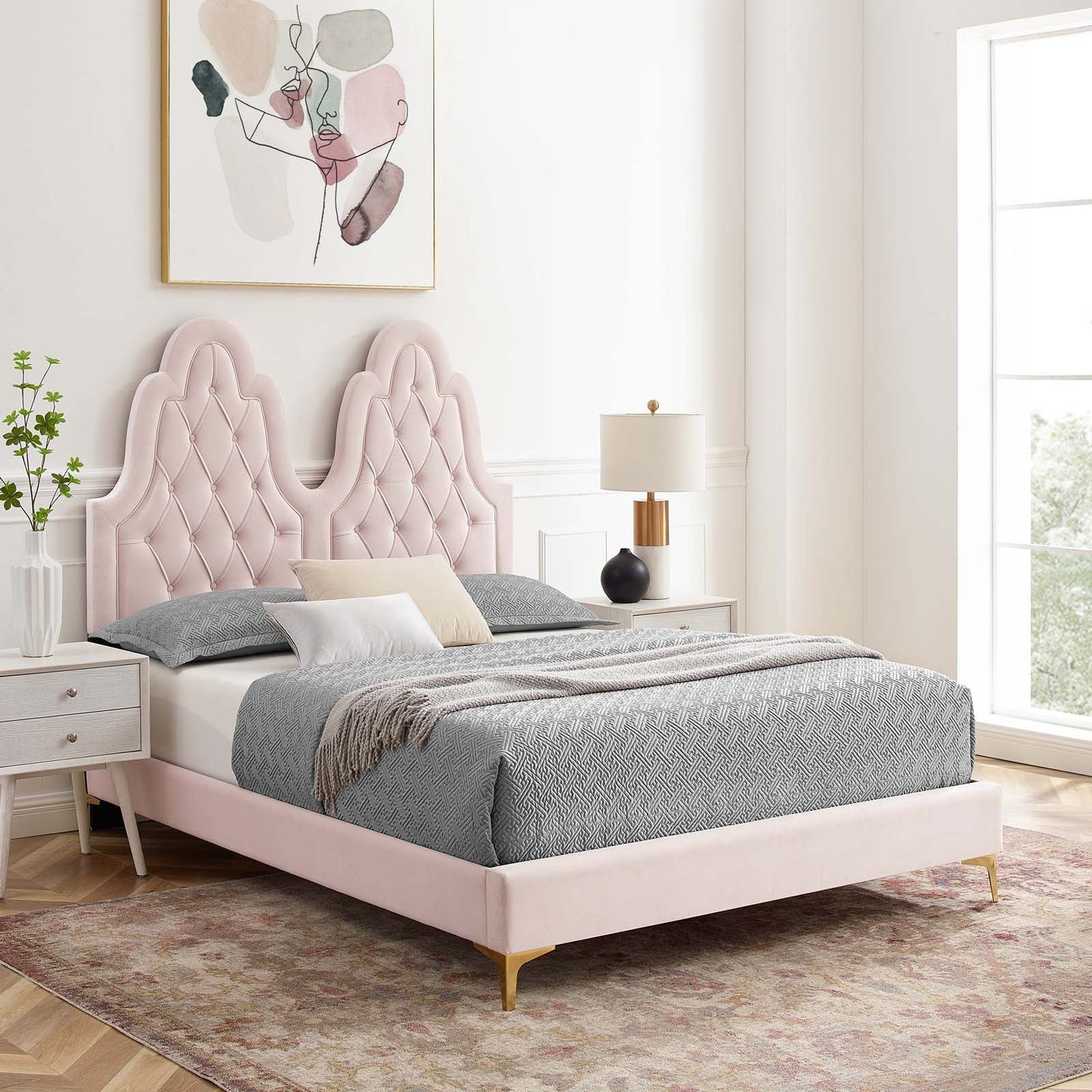 Alexandria Tufted Performance Velvet Twin Platform Bed by Modway