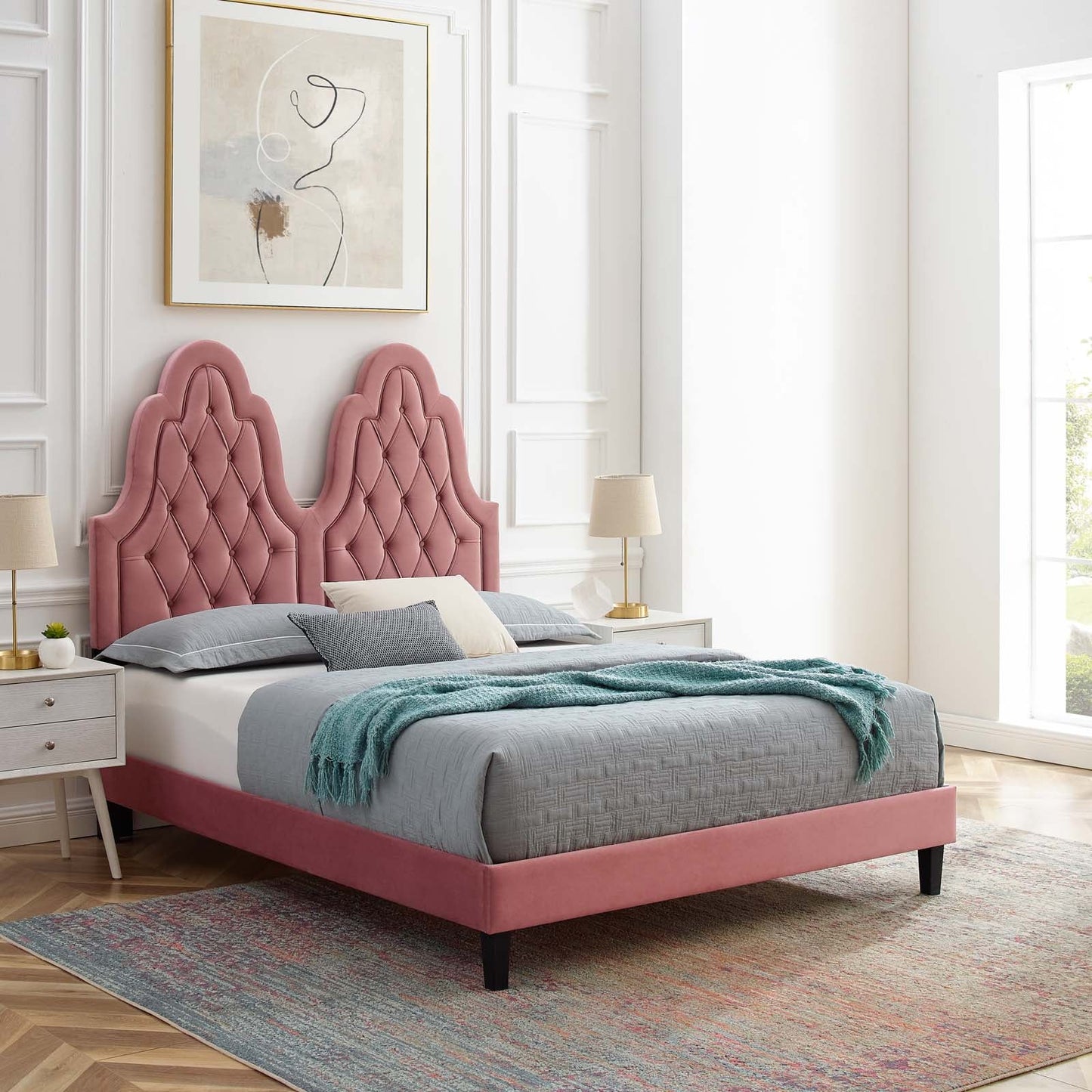 Alexandria Tufted Performance Velvet Twin Platform Bed by Modway