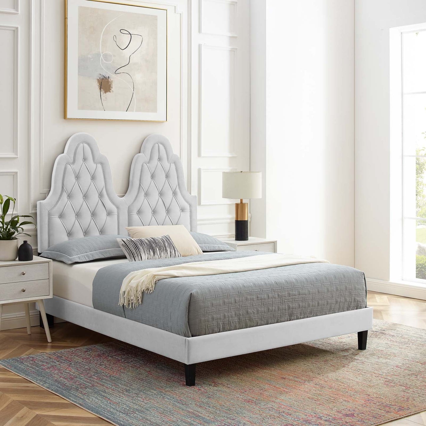 Alexandria Tufted Performance Velvet King Platform Bed by Modway