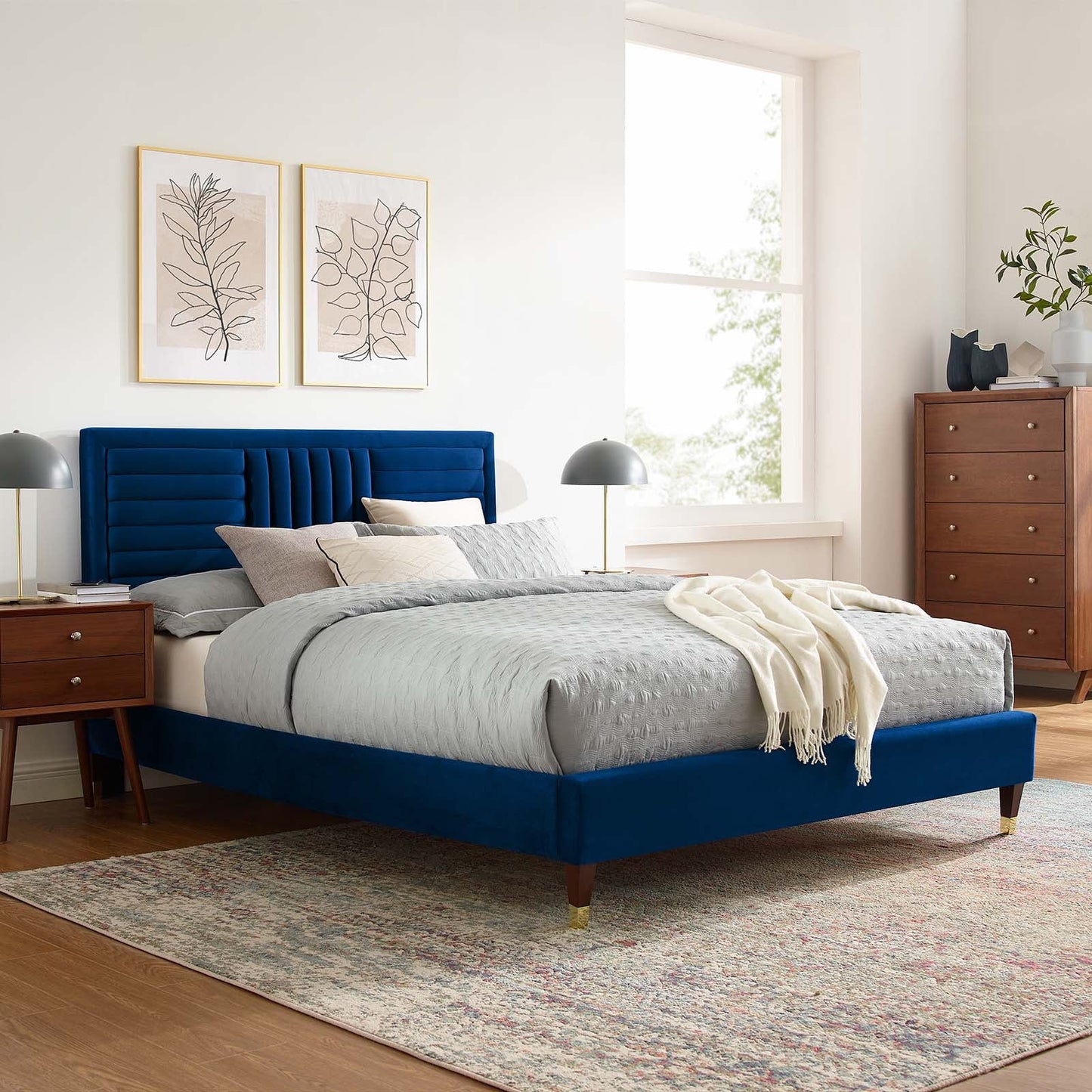 Sofia Channel Tufted Performance Velvet Queen Platform Bed by Modway