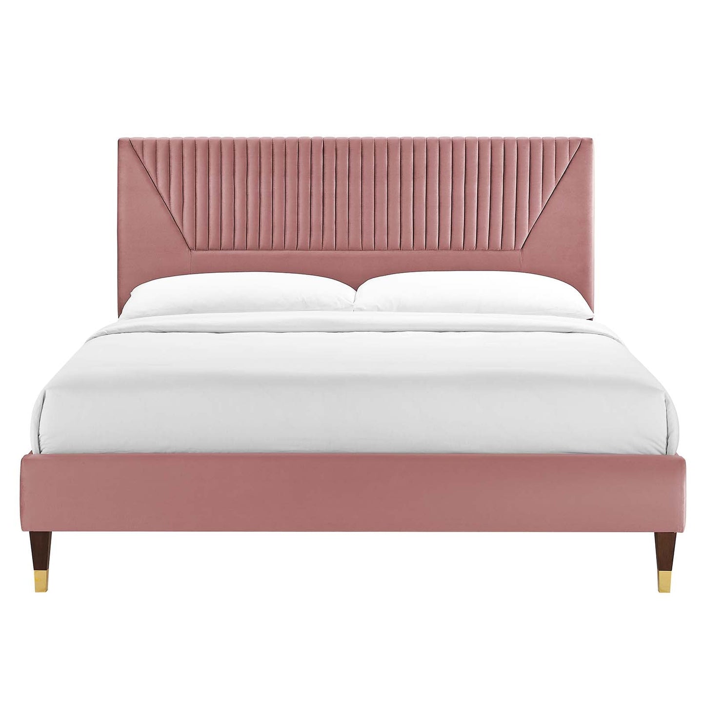 Yasmine Channel Tufted Performance Velvet Queen Platform Bed by Modway