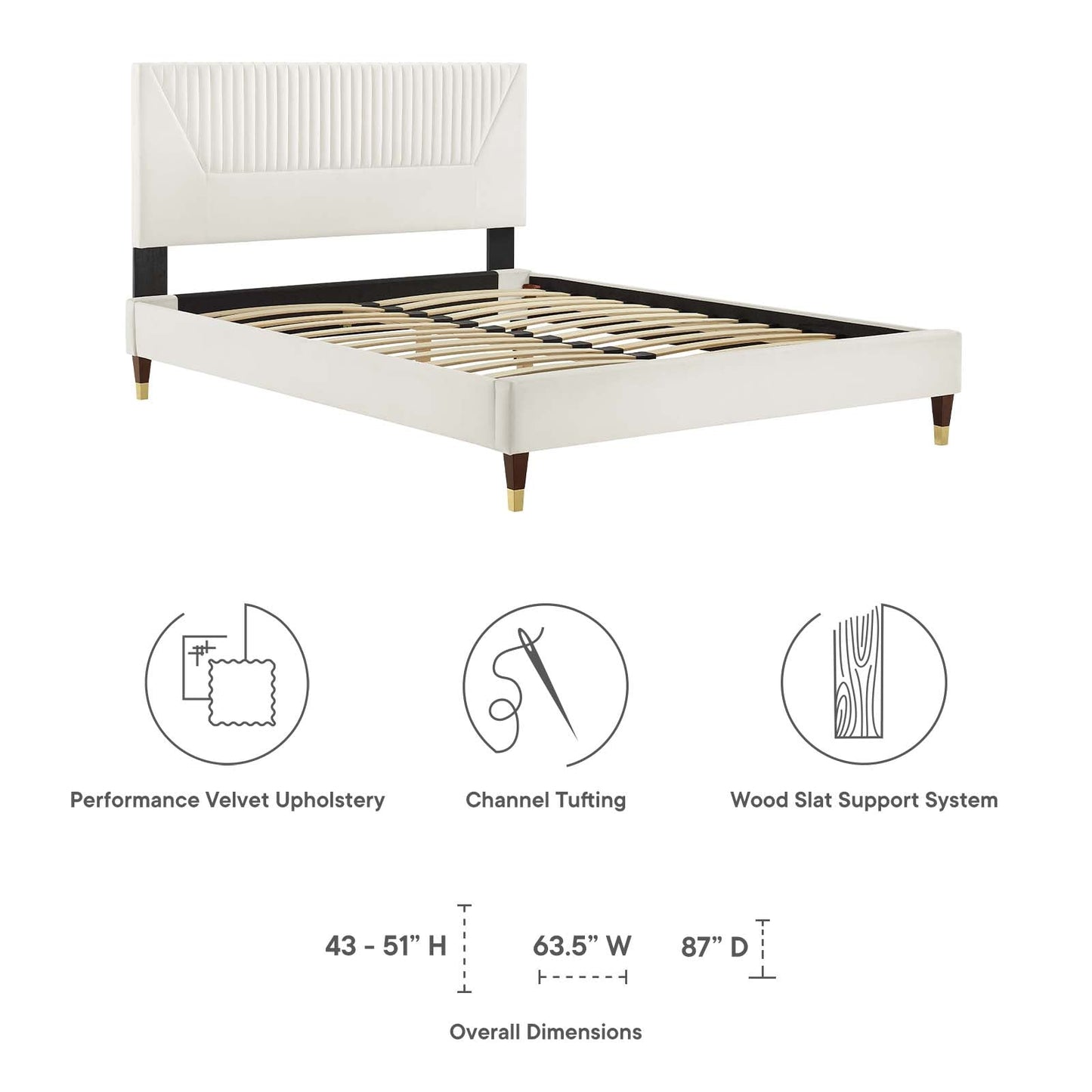 Yasmine Channel Tufted Queen Platform Bed