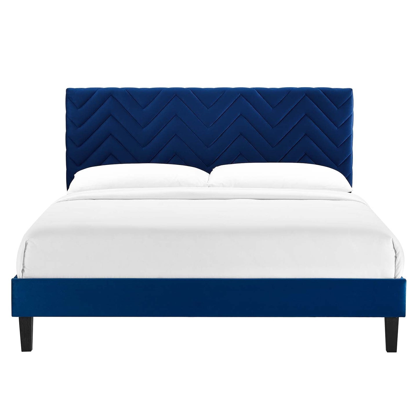 Leah Chevron Tufted Performance Velvet Queen Platform Bed by Modway