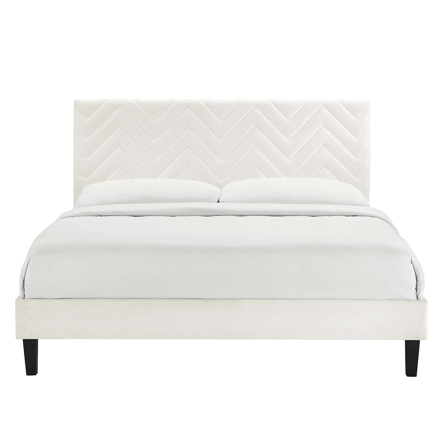 Leah Chevron Tufted Performance Velvet Queen Platform Bed by Modway