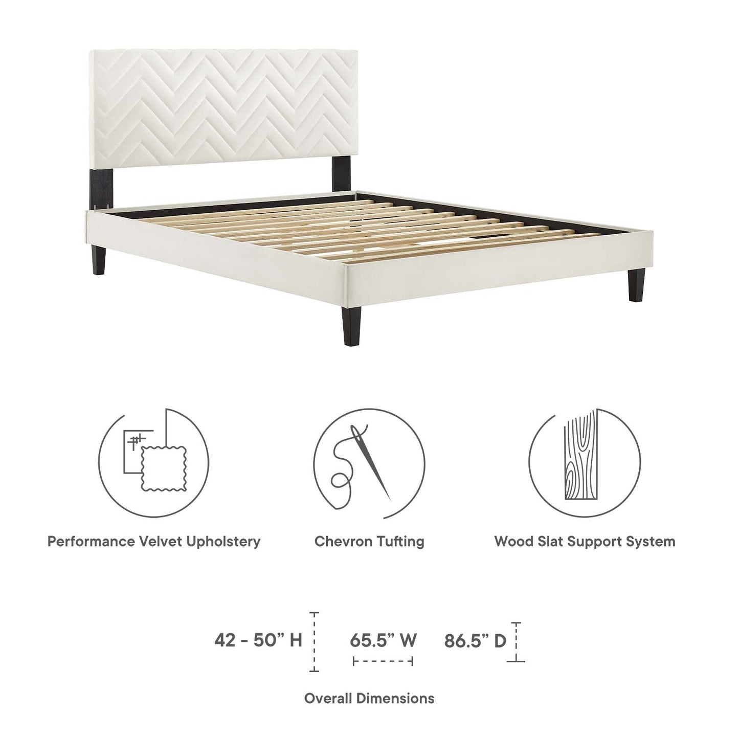 Leah Chevron Tufted Performance Velvet Queen Platform Bed by Modway