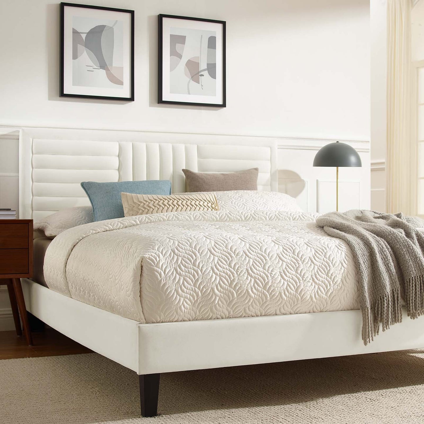 Sofia Channel Tufted Performance Velvet Queen Platform Bed by Modway