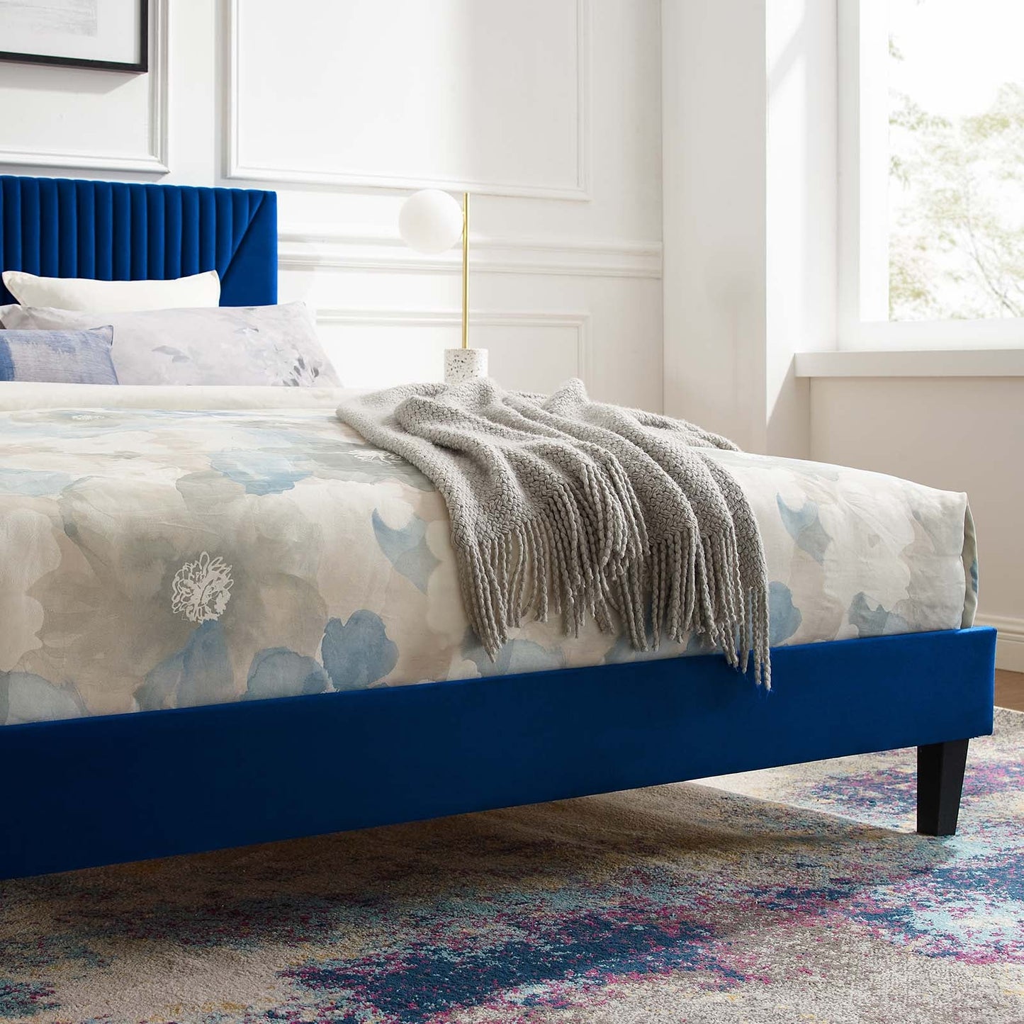 Yasmine Channel Tufted Performance Velvet Queen Platform Bed by Modway