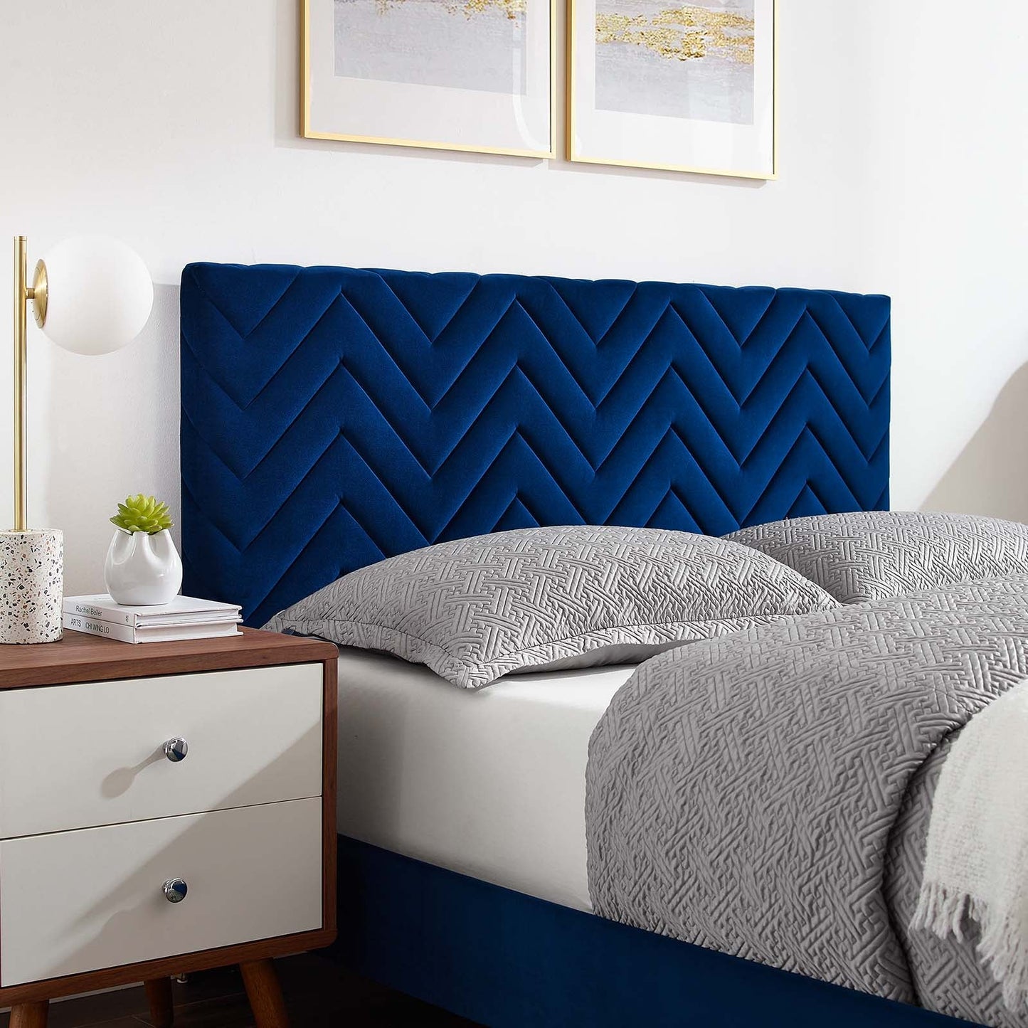 Leah Chevron Tufted Performance Velvet Queen Platform Bed by Modway