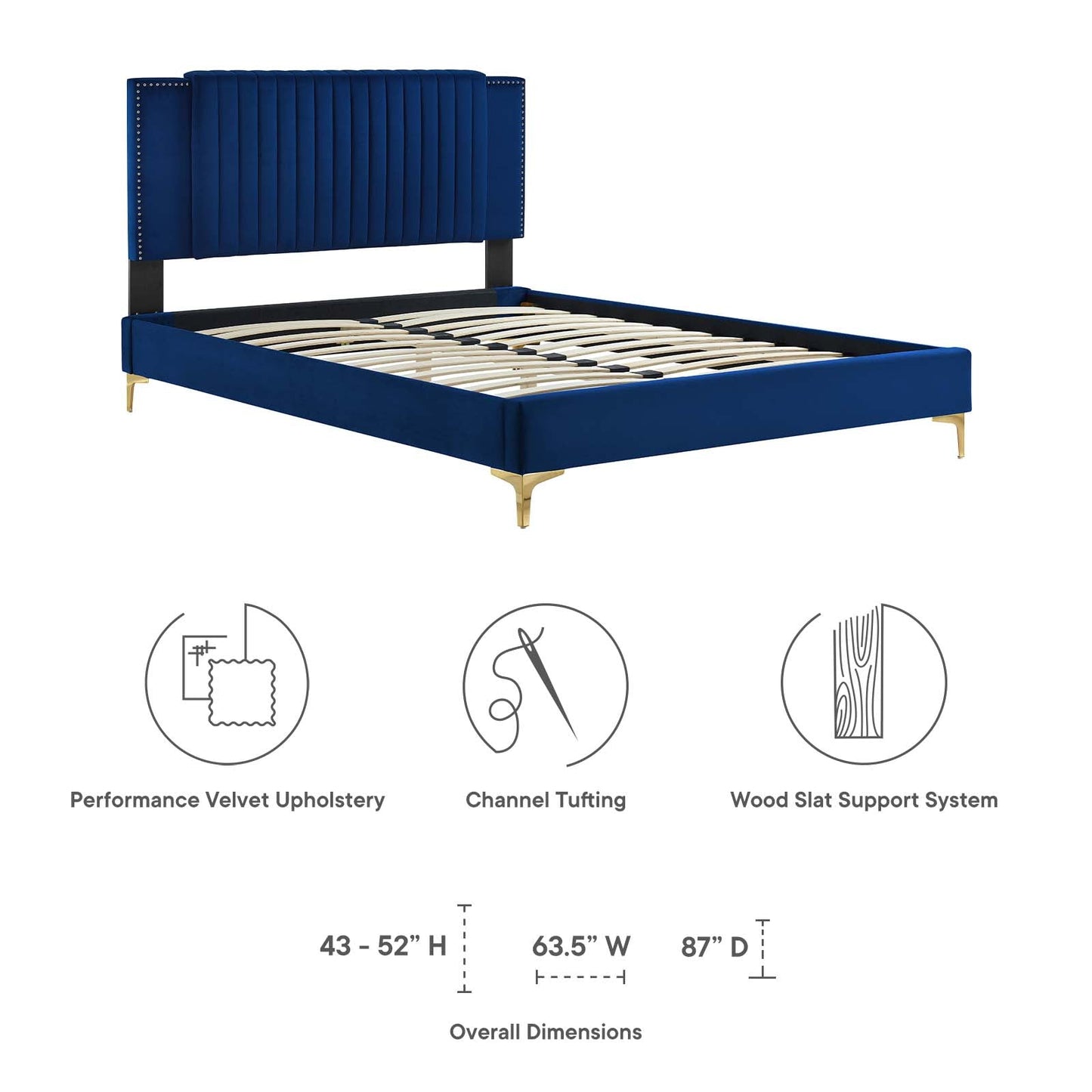 Zahra Channel Tufted Performance Velvet Queen Platform Bed by Modway