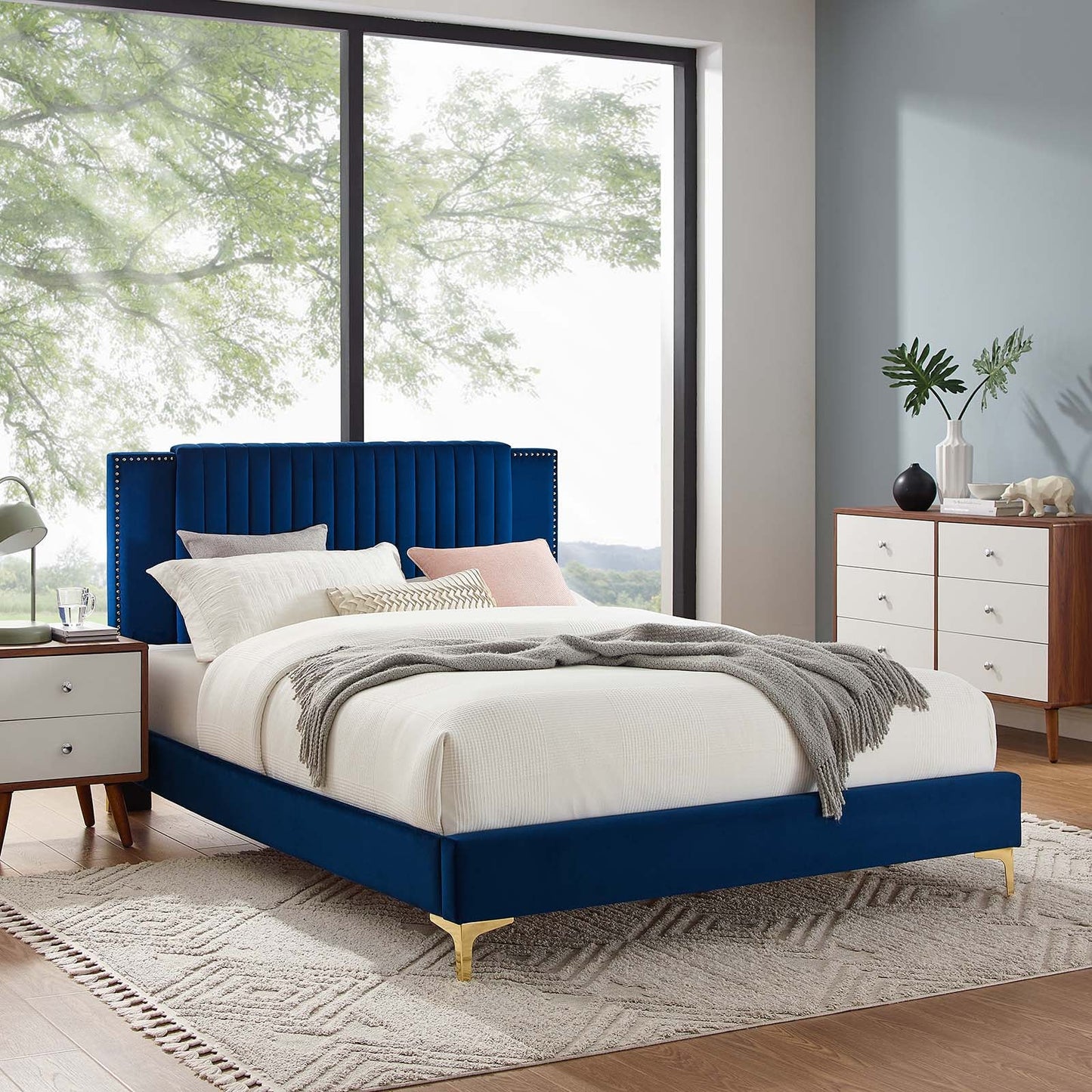 Zahra Channel Tufted Performance Velvet Queen Platform Bed by Modway