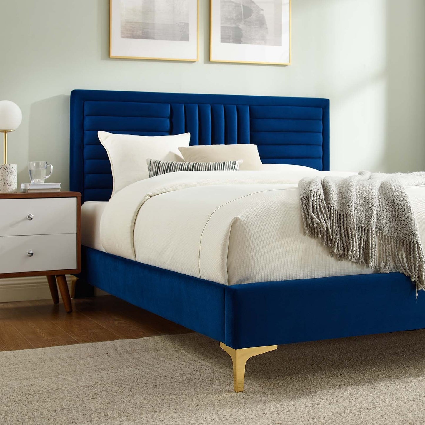 Sofia Channel Tufted Performance Velvet Queen Platform Bed by Modway
