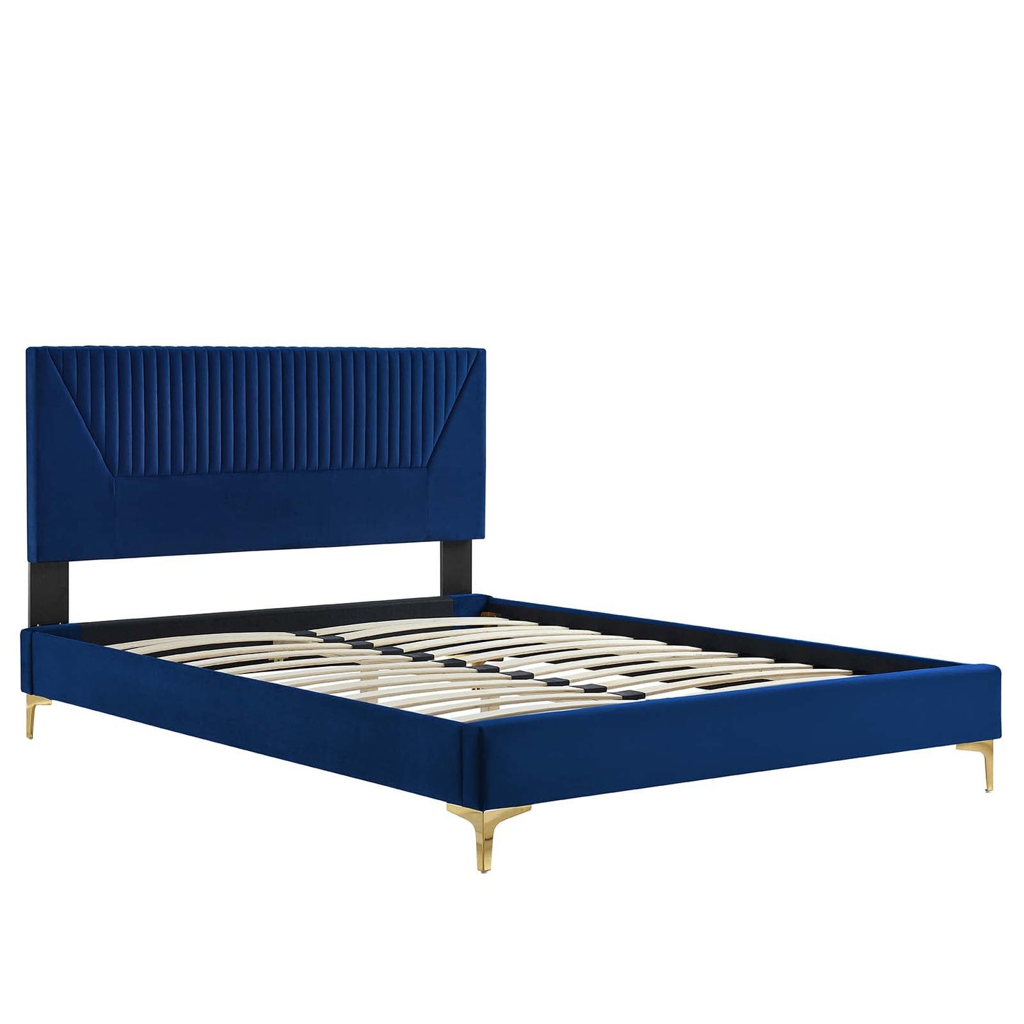 Yasmine Channel Tufted Performance Velvet Queen Platform Bed by Modway
