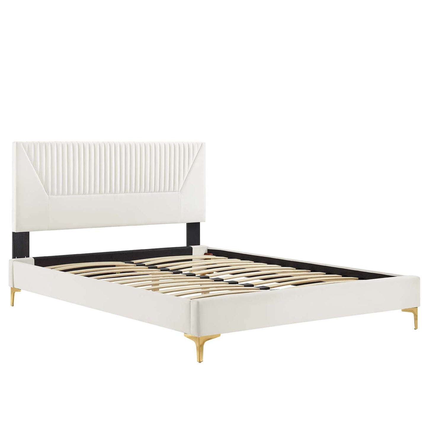 Yasmine Channel Tufted Performance Velvet Queen Platform Bed by Modway