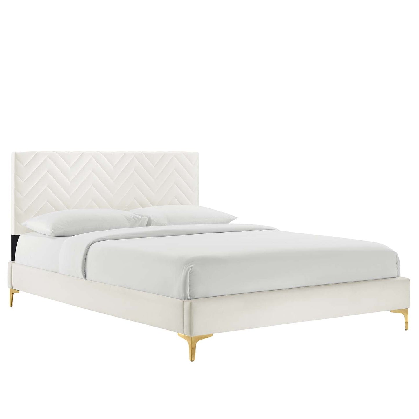 Leah Chevron Tufted Performance Velvet Twin Platform Bed by Modway
