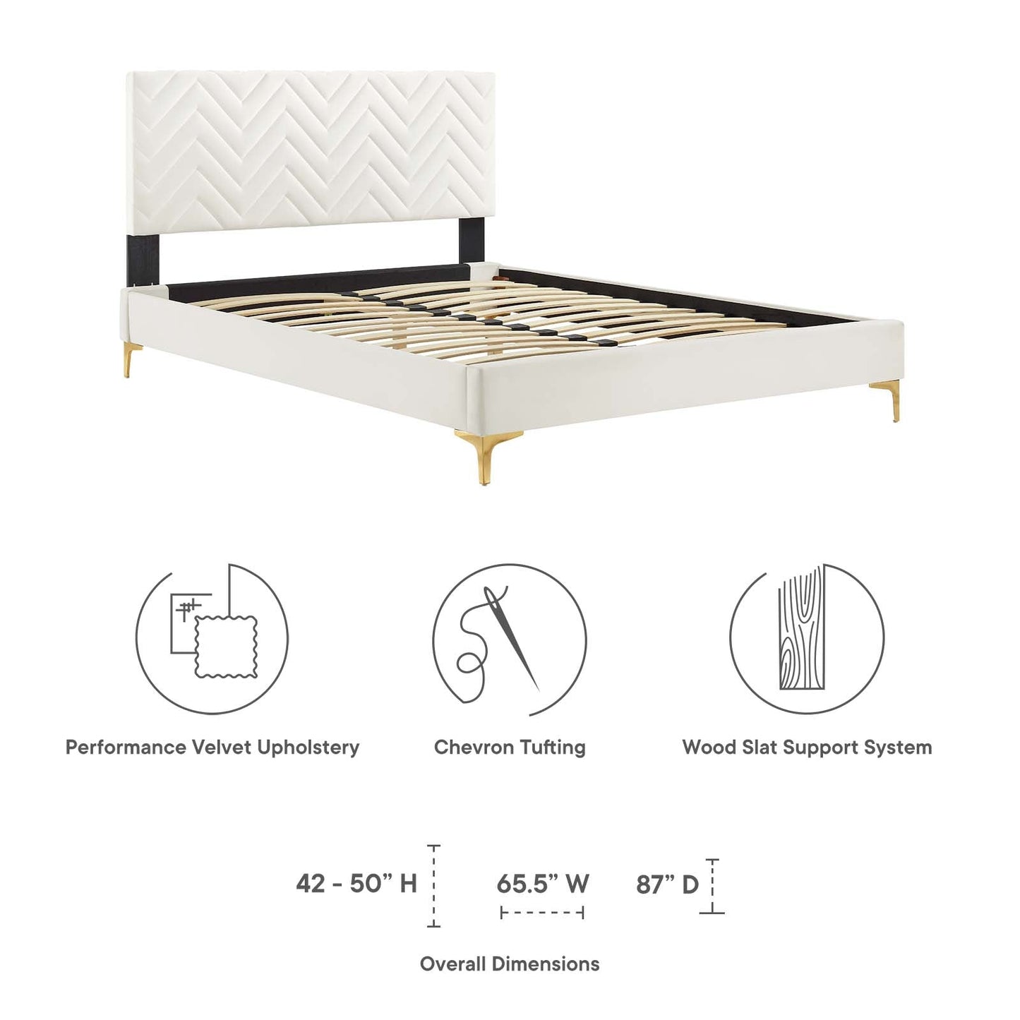 Leah Chevron Tufted Performance Velvet Twin Platform Bed by Modway