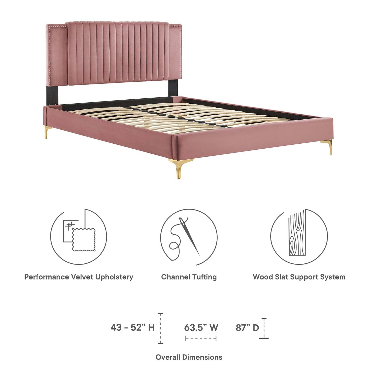 Zahra Channel Tufted Performance Velvet Twin Platform Bed by Modway