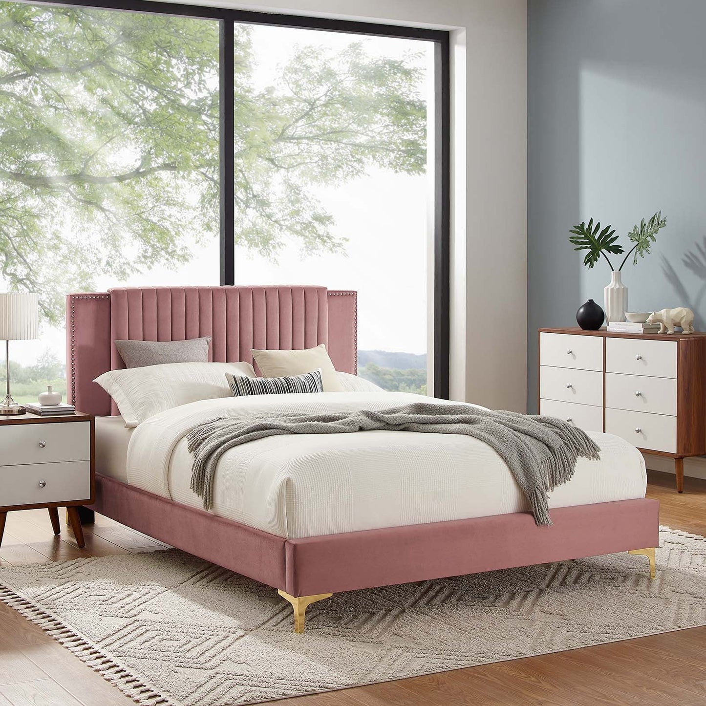 Zahra Channel Tufted Performance Velvet Twin Platform Bed by Modway