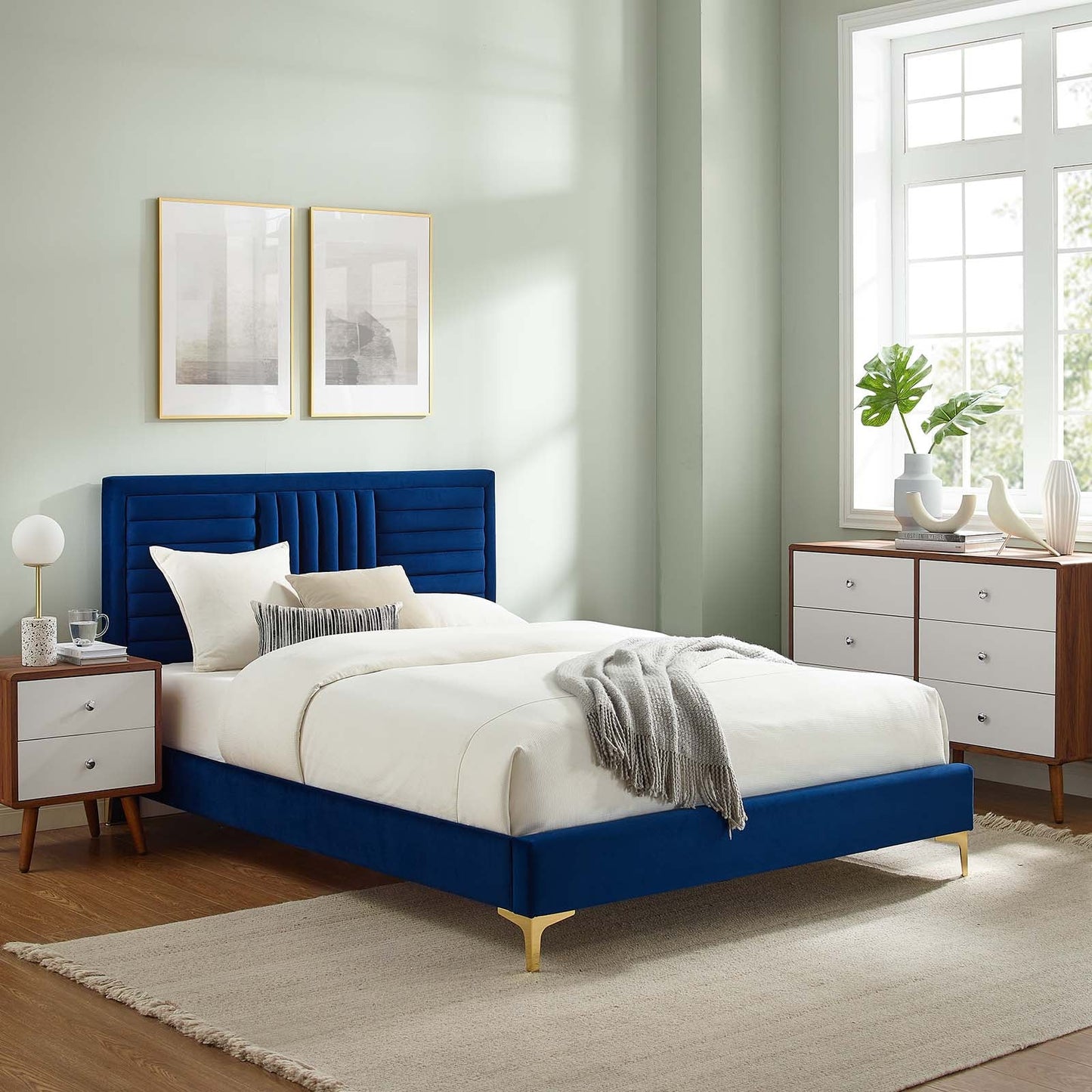 Sofia Channel Tufted Performance Velvet Twin Platform Bed by Modway